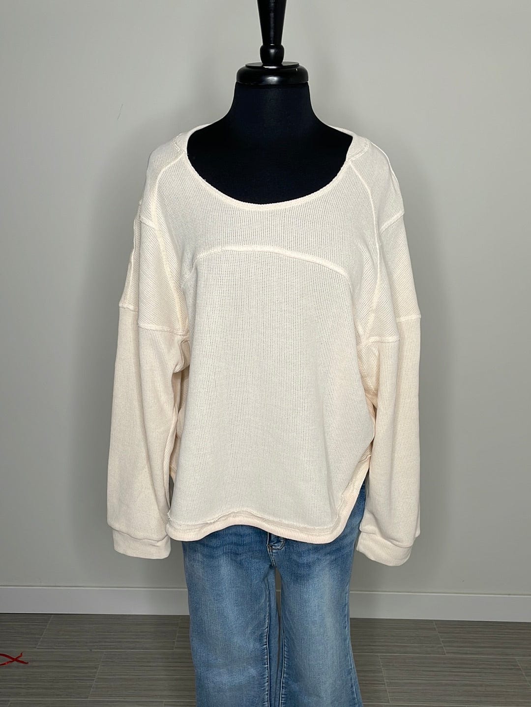 Ivory Light Waffle Longsleeve Top
