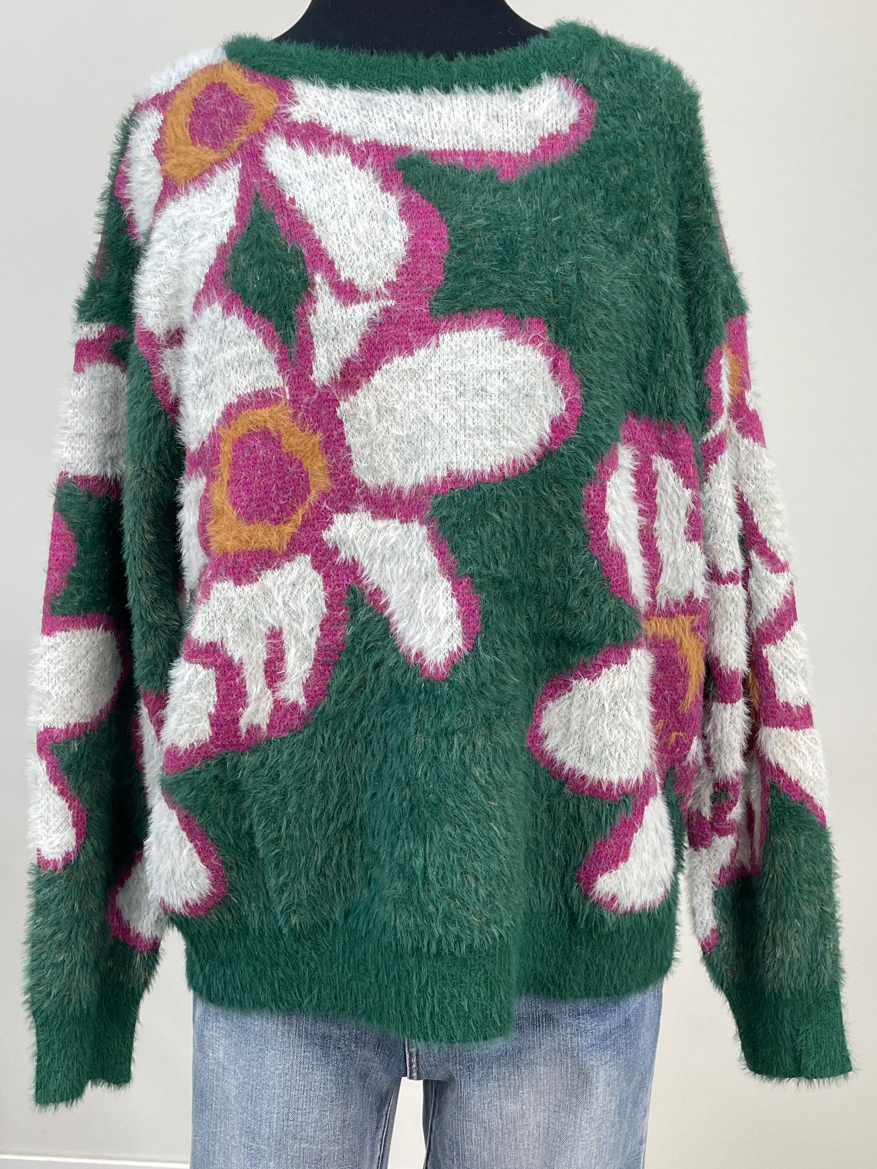 Green Floral Sweater