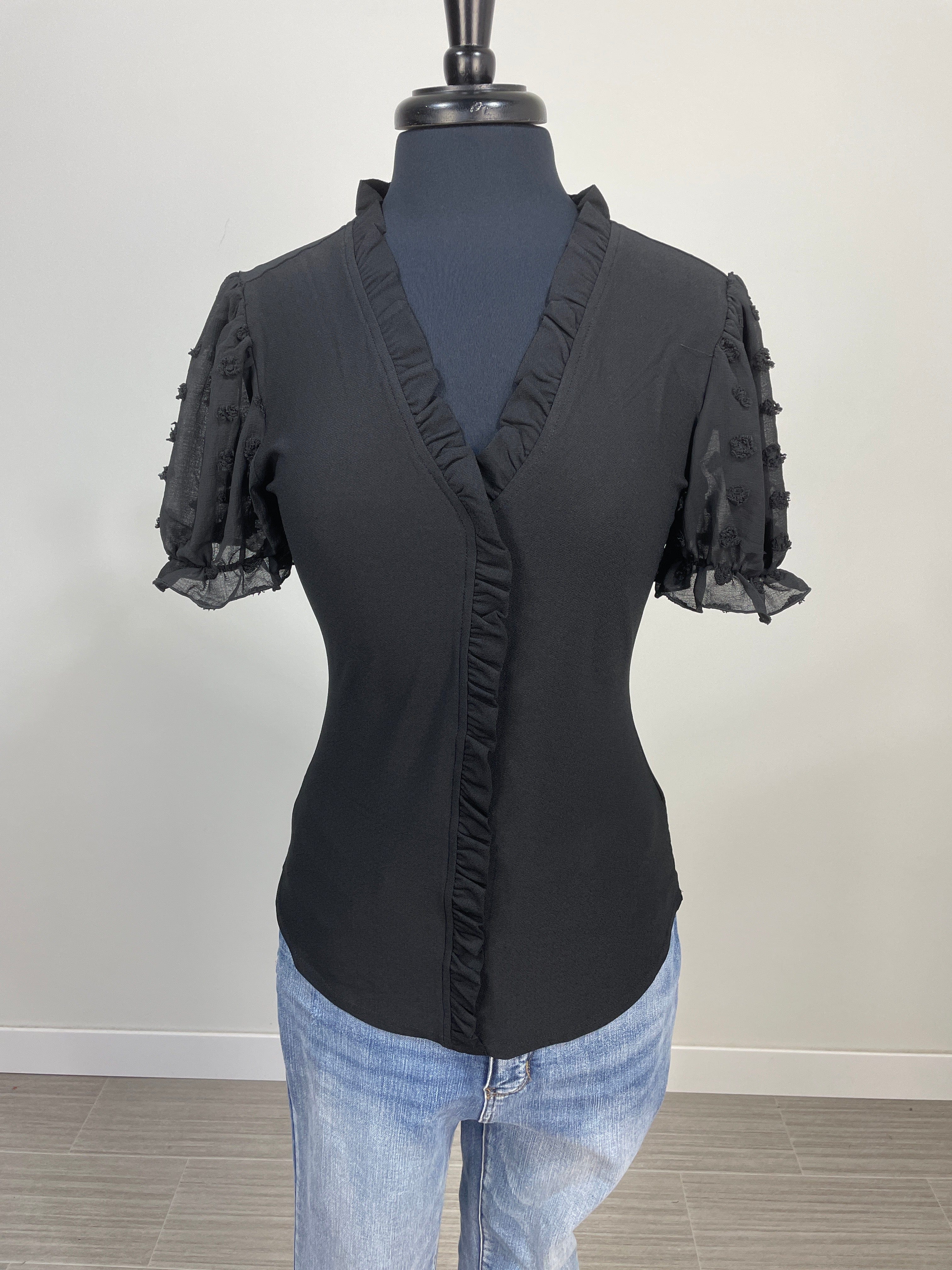 Black Puff Sleeve Top