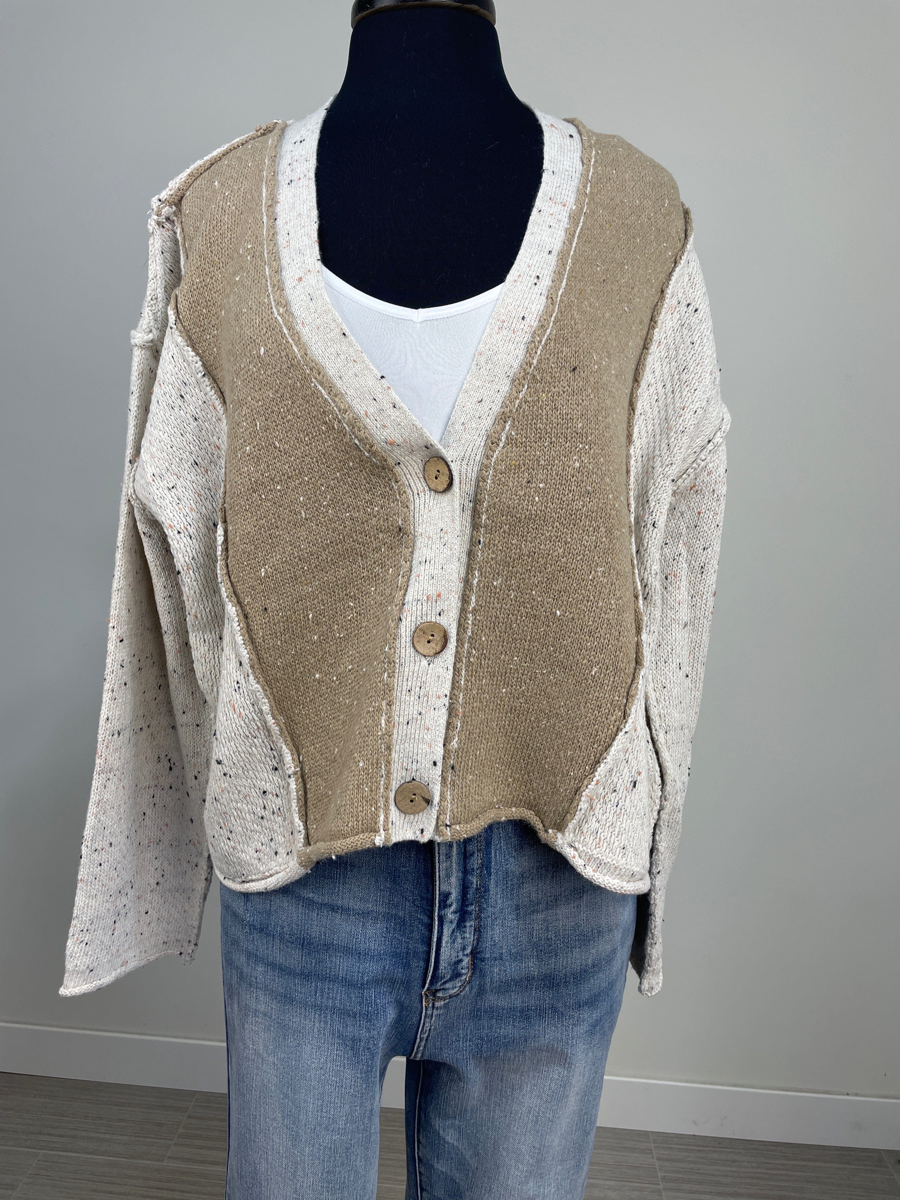 Oatmeal Speckle Textured Cardigan
