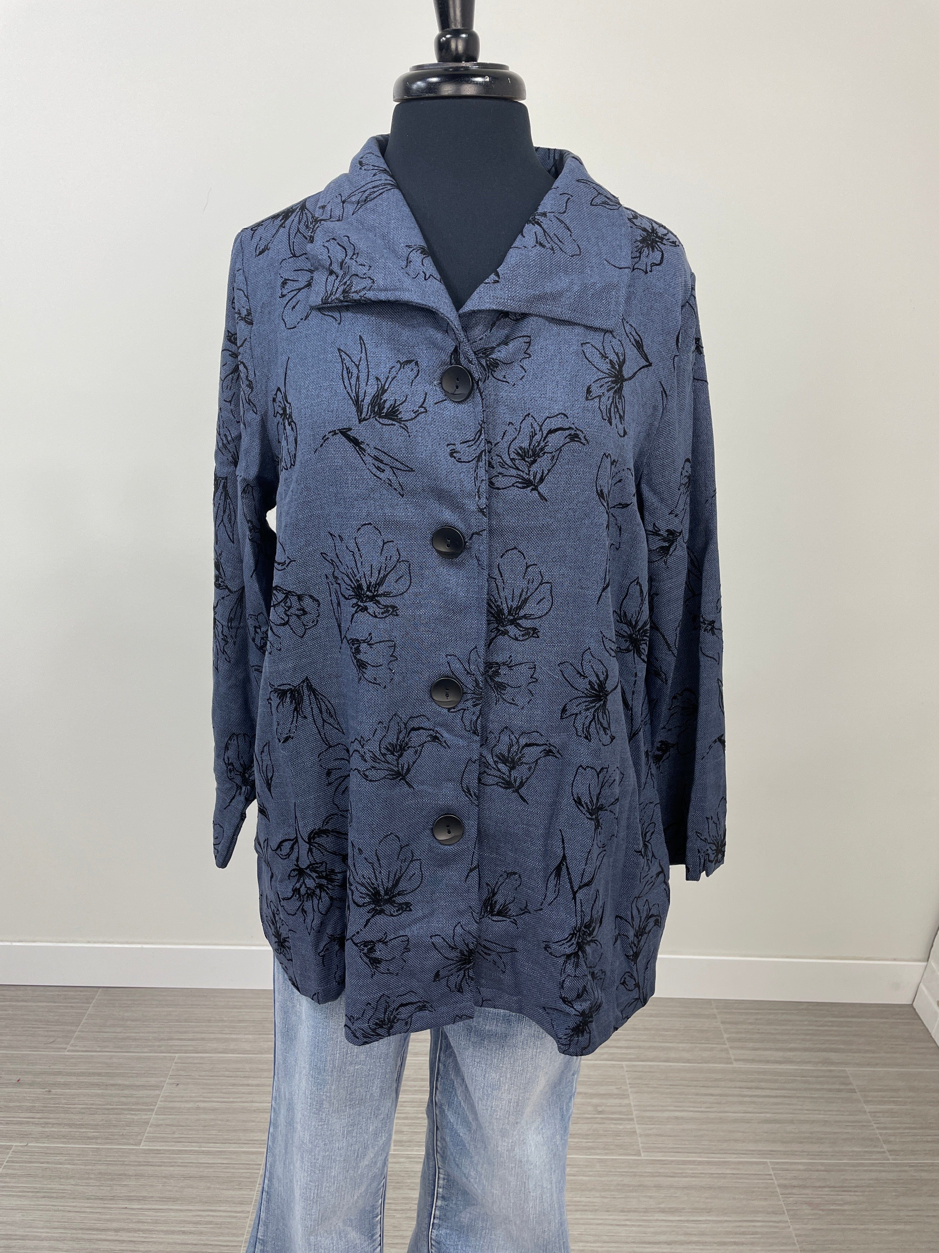 Denim Blue Floral Jacket