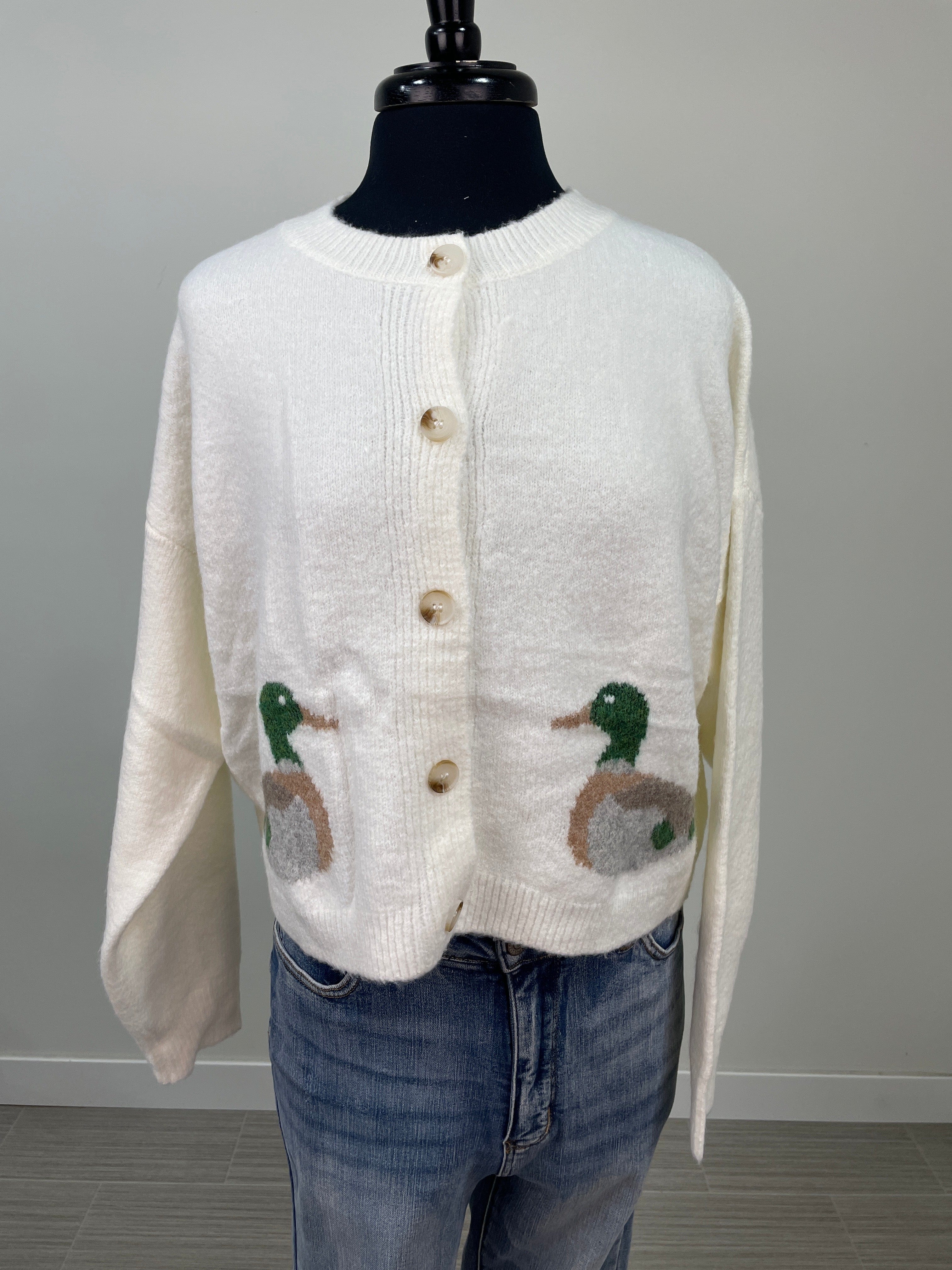 Ivory Duck Button Cardigan