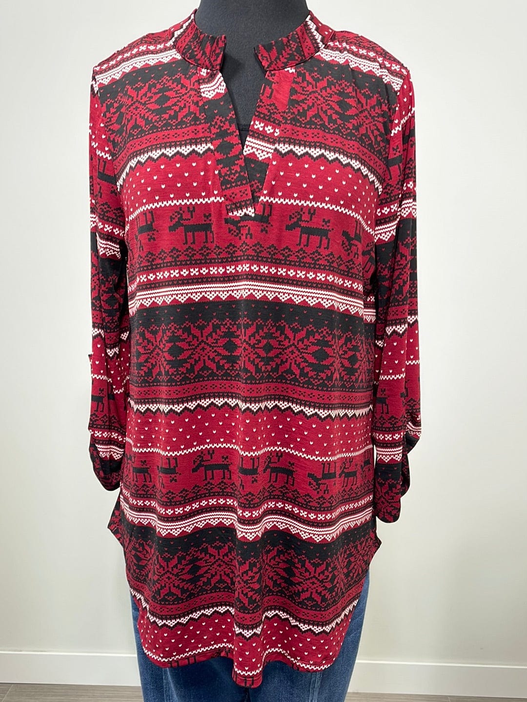 Reindeer & Snowflake Wine Lizzy Top