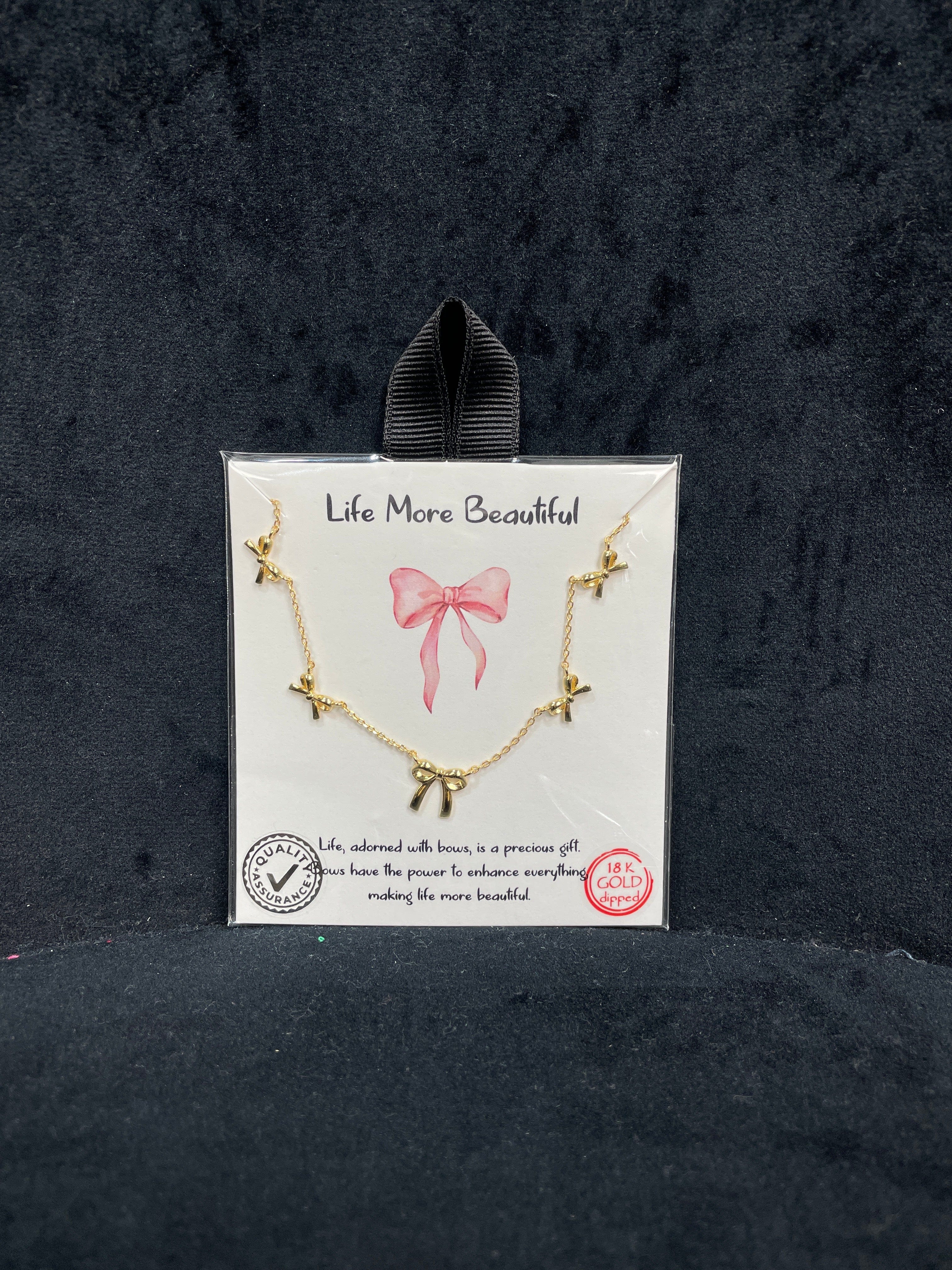Life More Beautiful Bow Necklace
