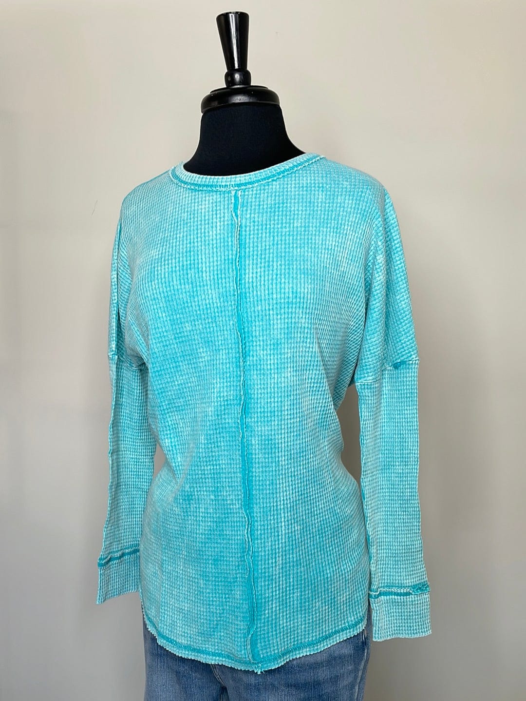 Ice Blue Oversized Waffle Top