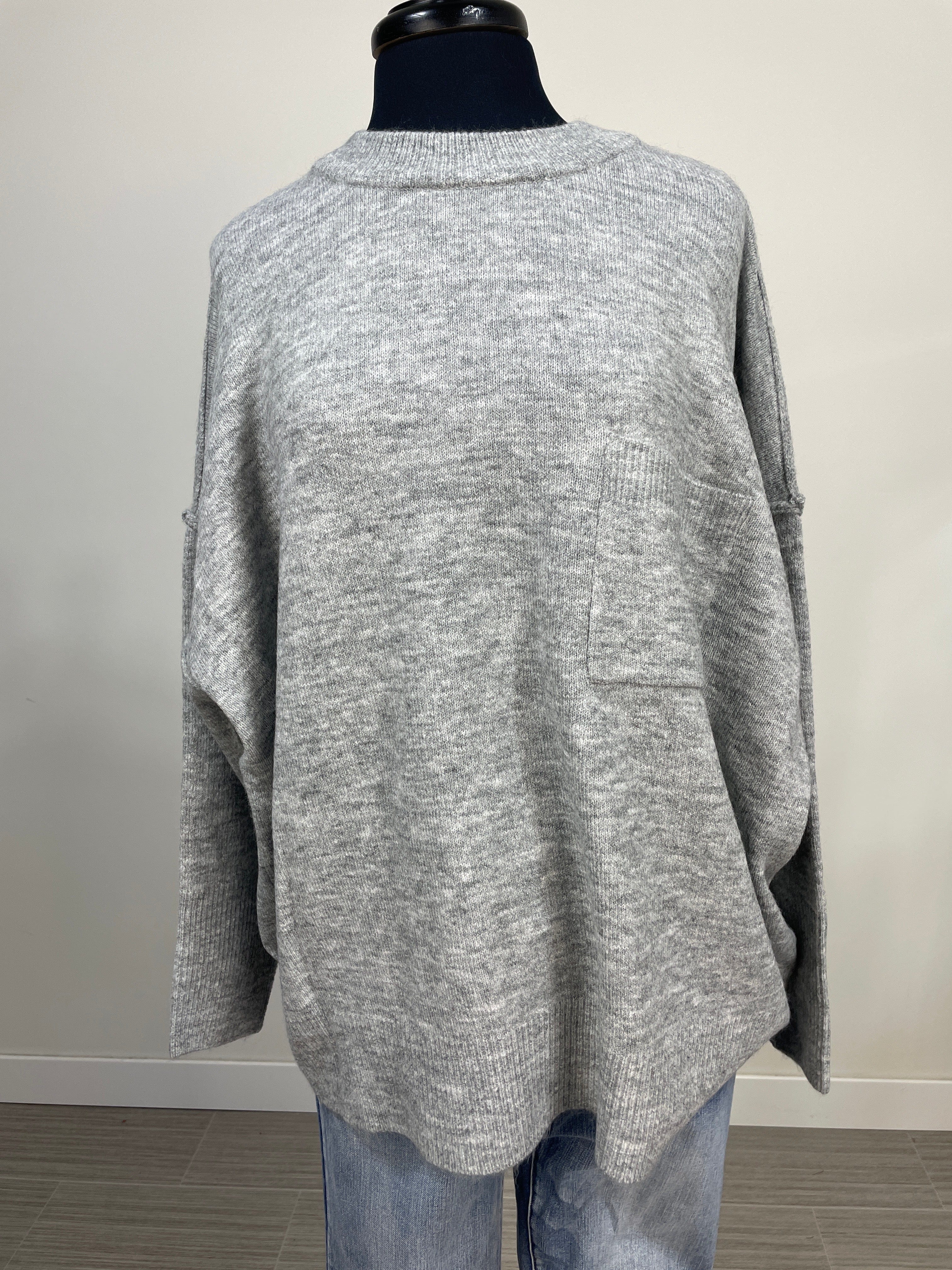 Heathered Grey Hi-Low Sweater