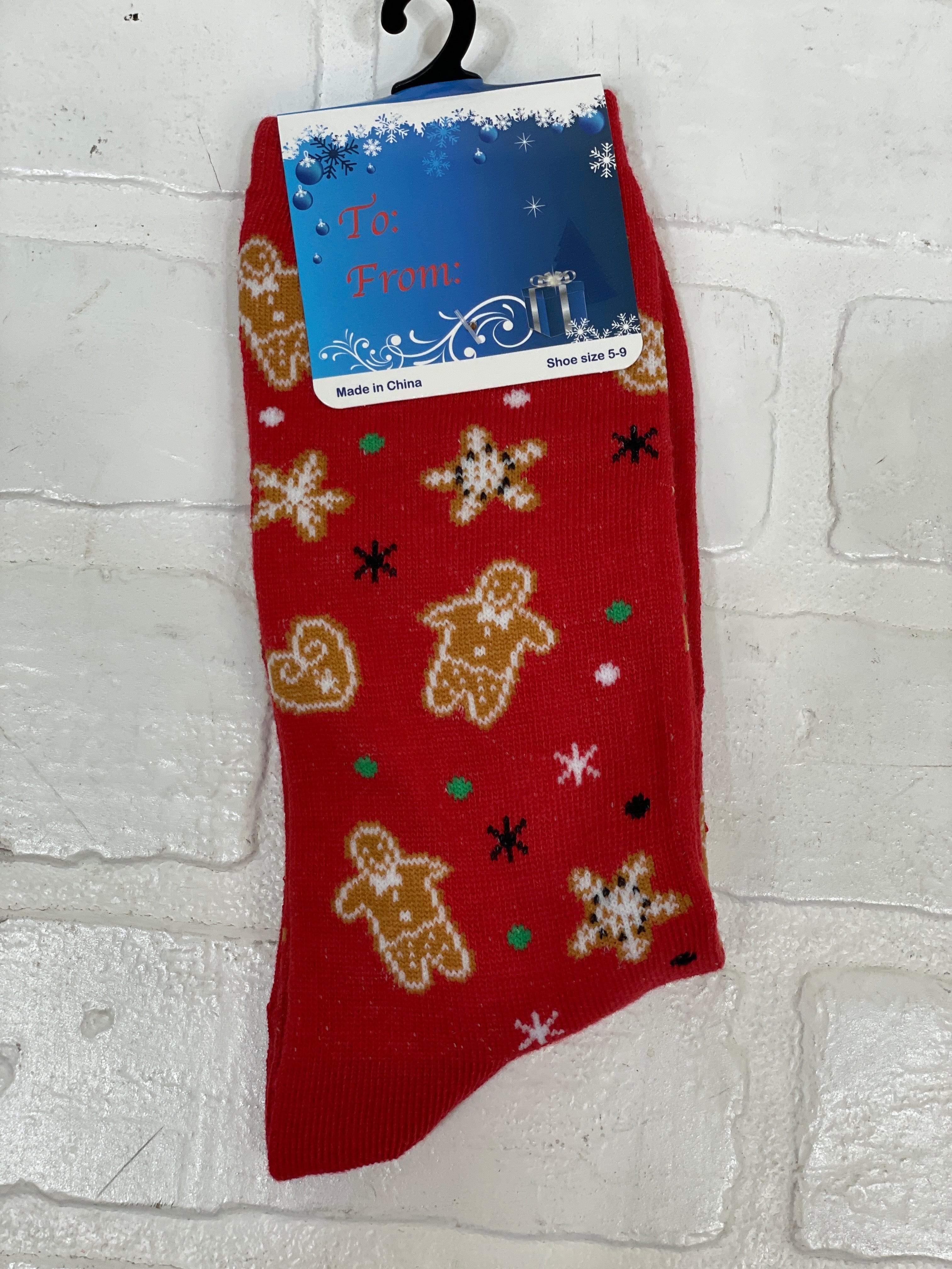 Red Gingerbread Socks