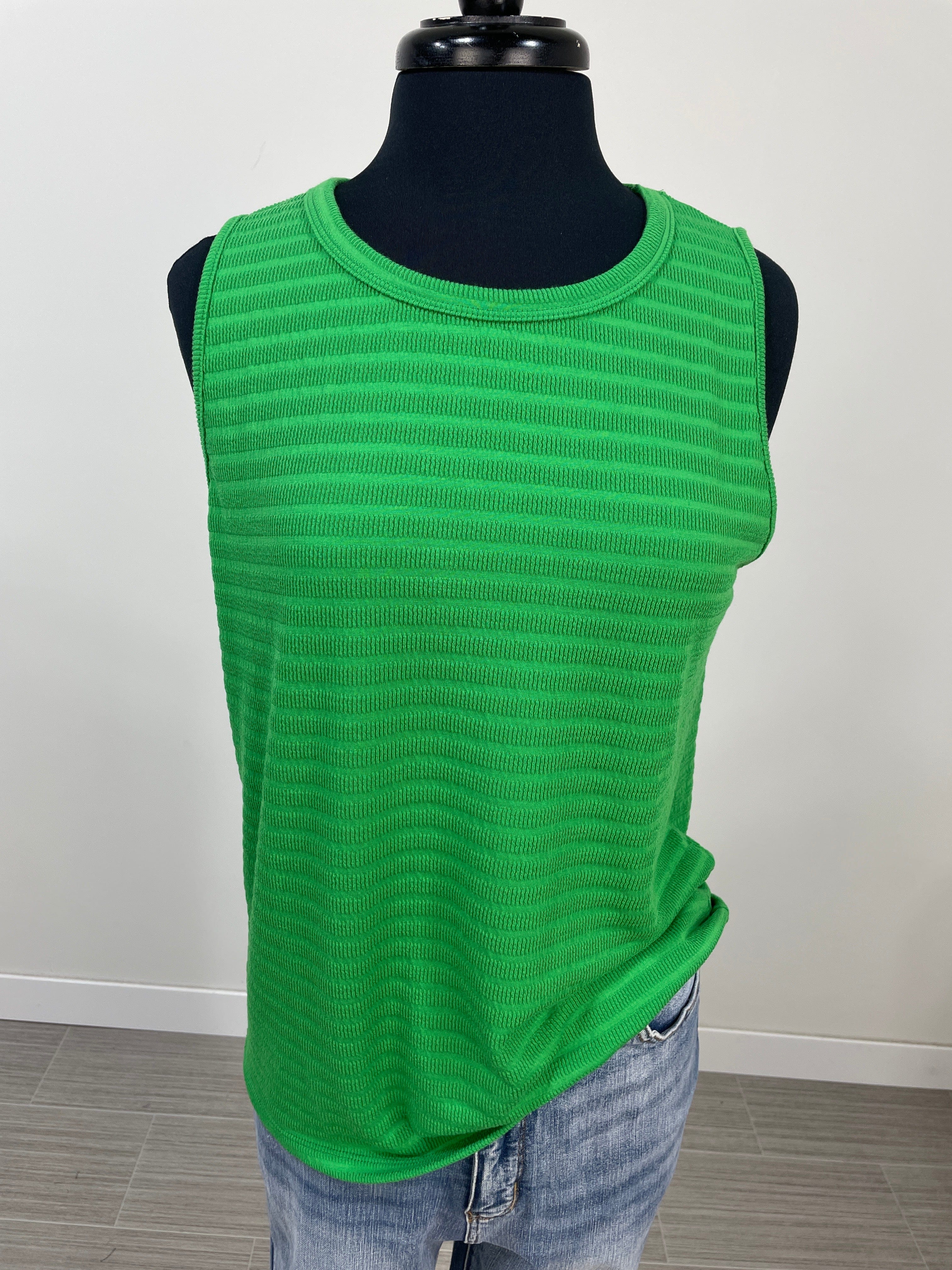 Kelly Green Textured Tank Top