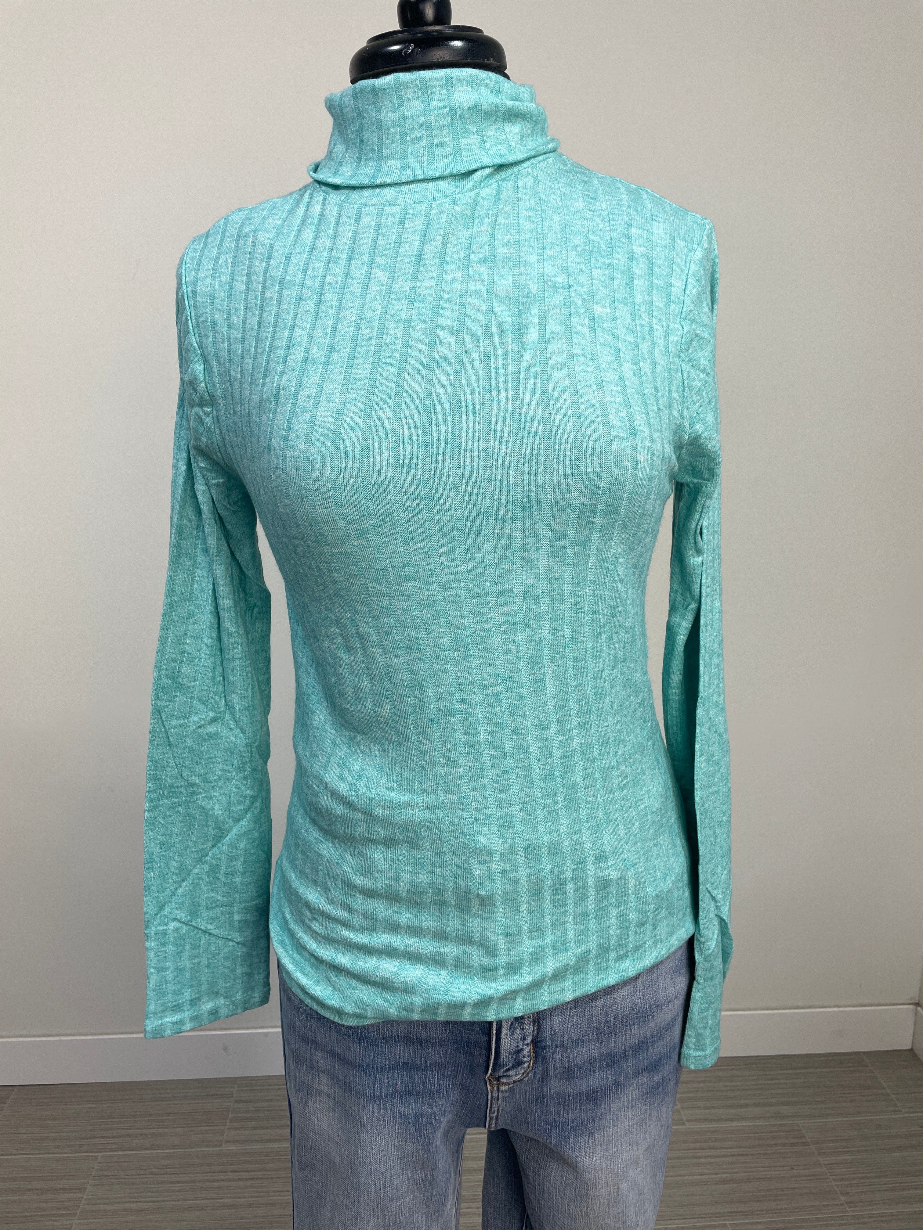 Turquoise Ribbed Turtleneck