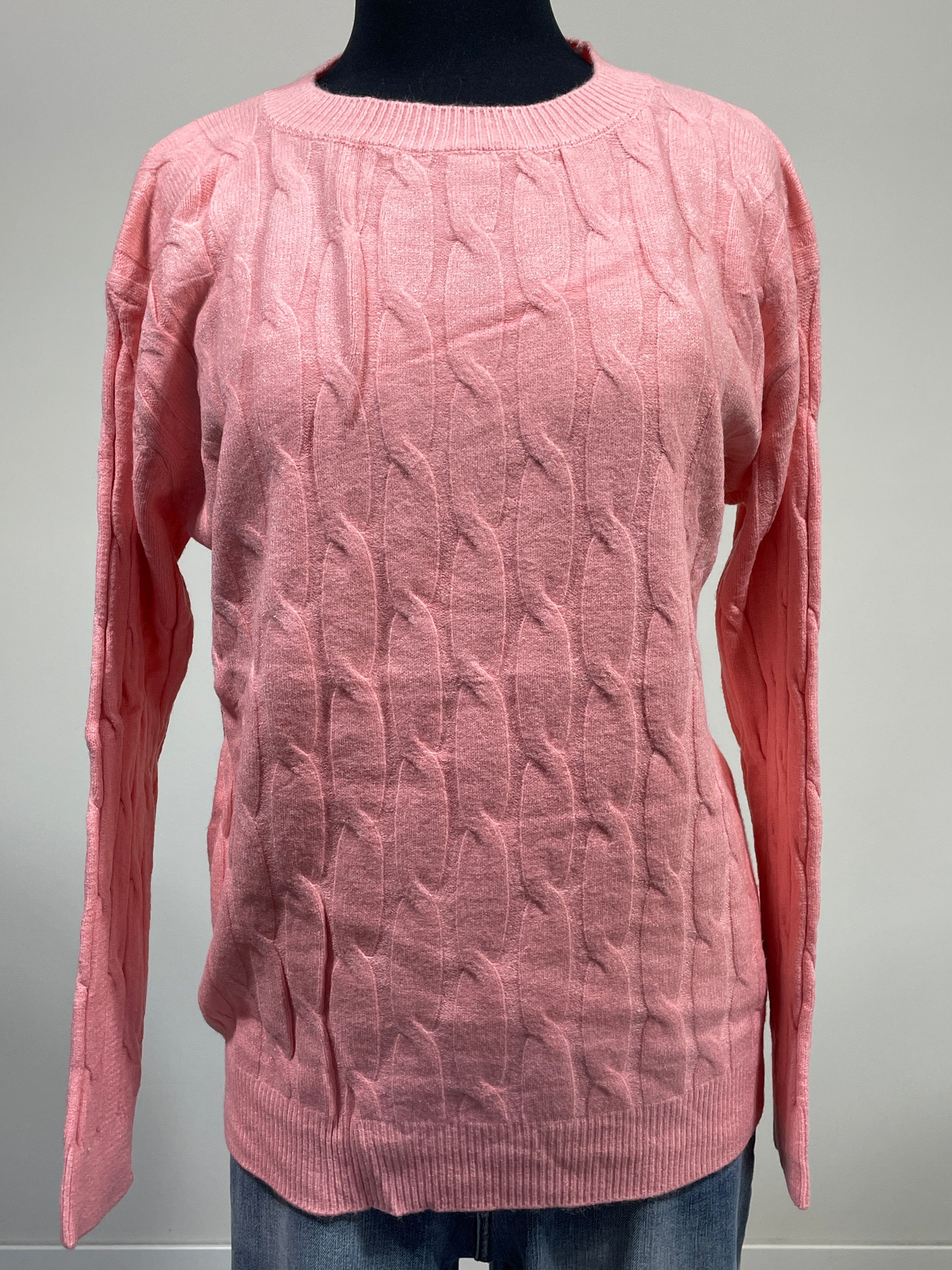 Pink Cable Knit Sweater OS