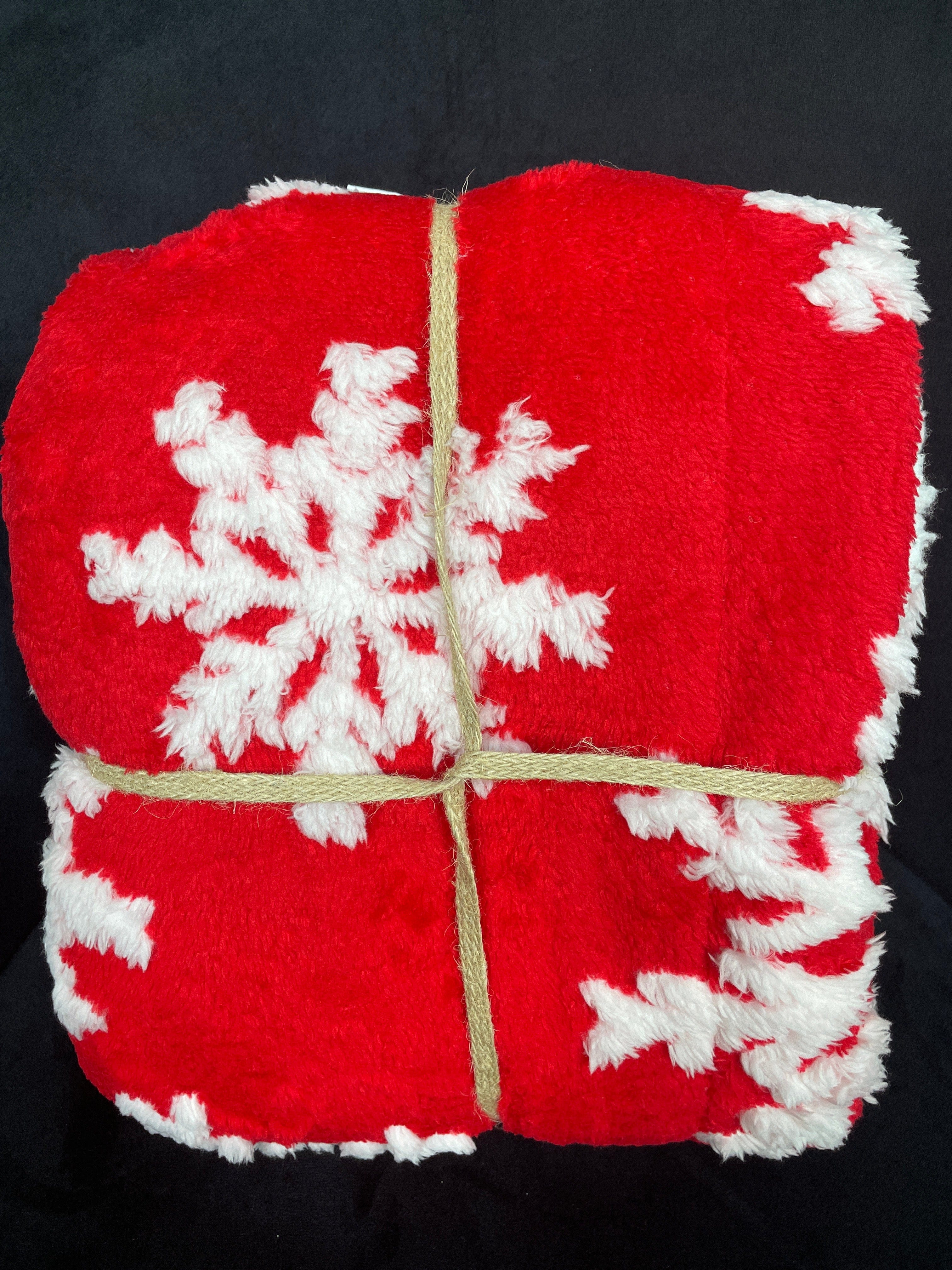 Red Snowflake Sherpa Blanket