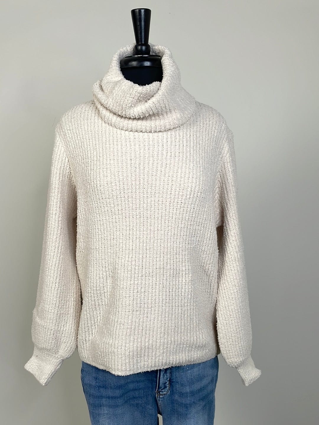 Cream Chenille Bishop Sleeve Sweater