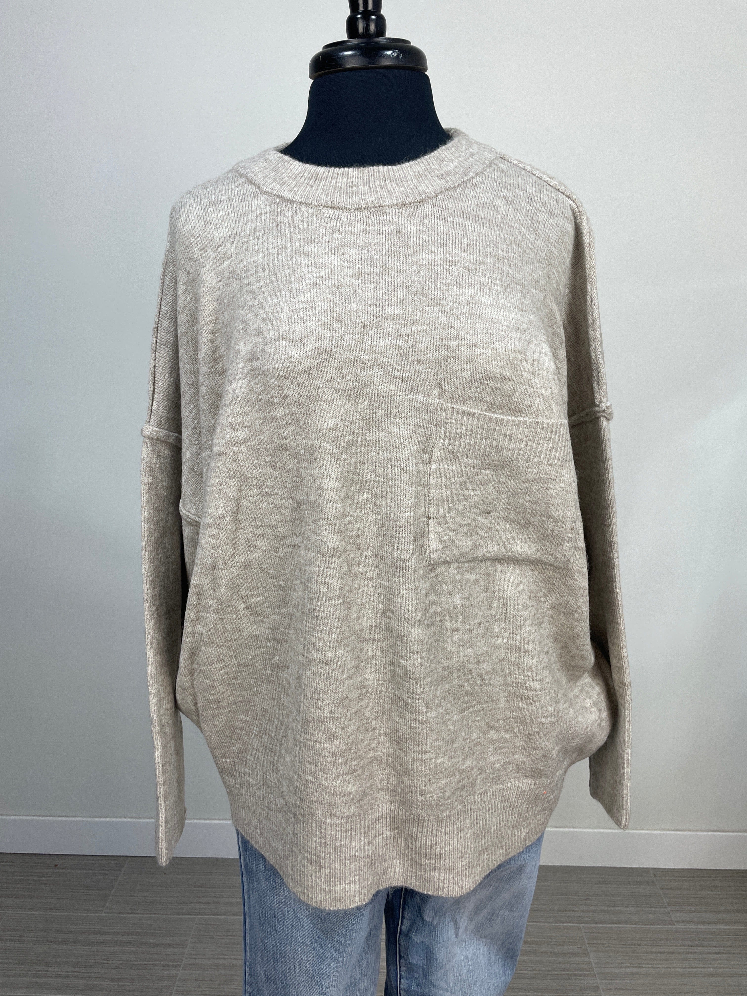 Heathered Mocha Hi-Low Sweater