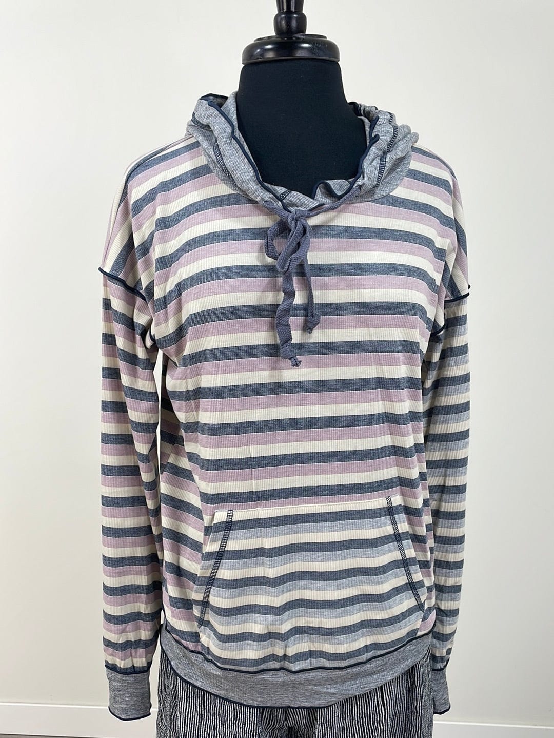 Lavender & Grey Stripe Block Hoodie
