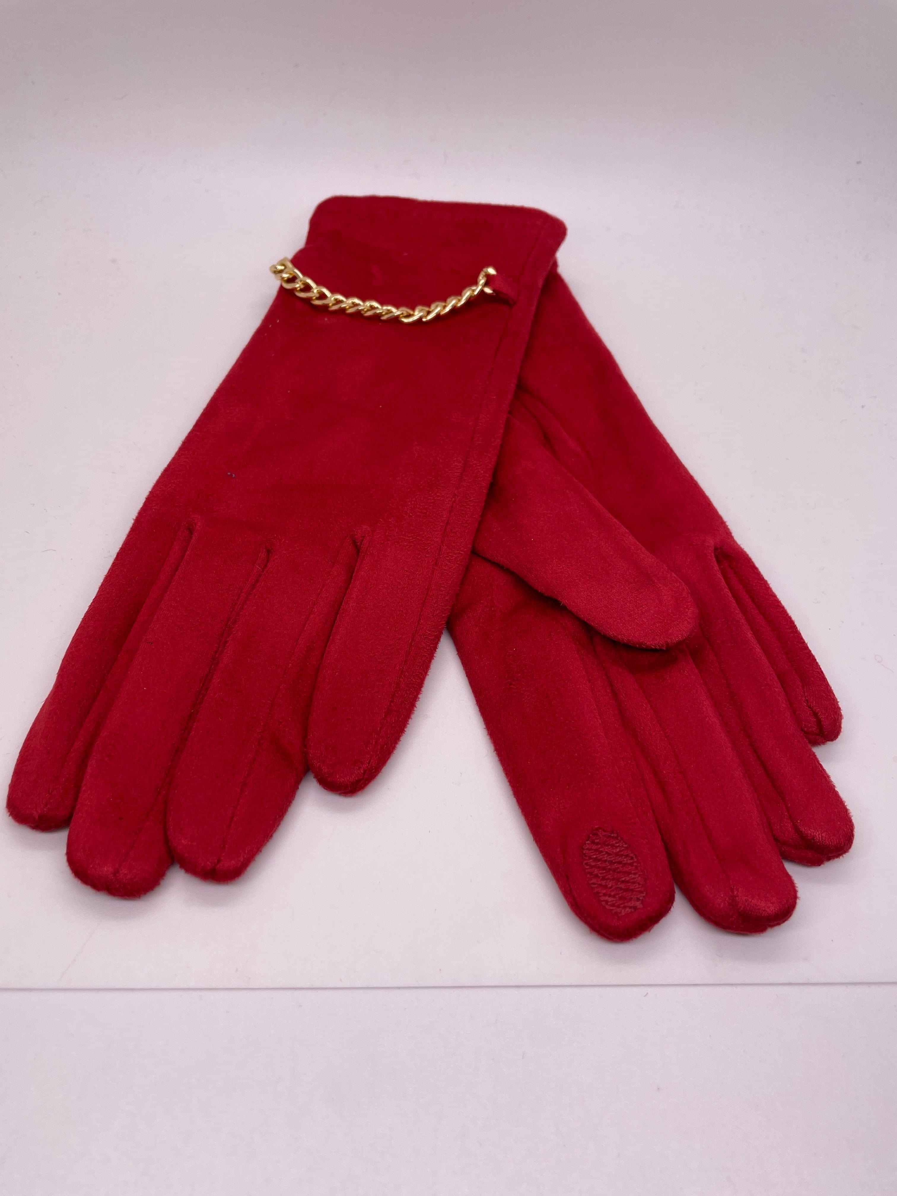 Red with Gold Chain Glove