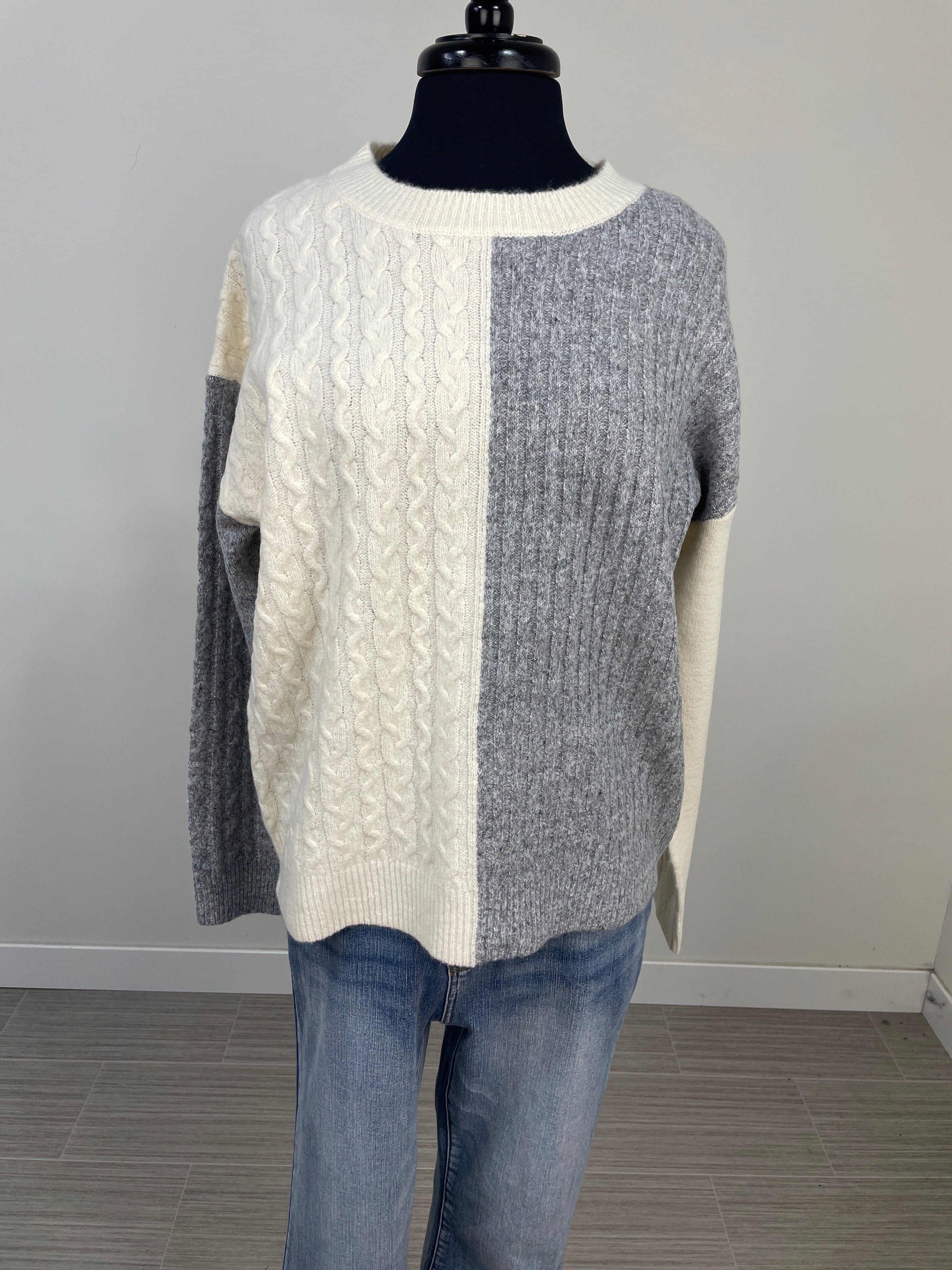 Heather Grey Ribbed Sweater