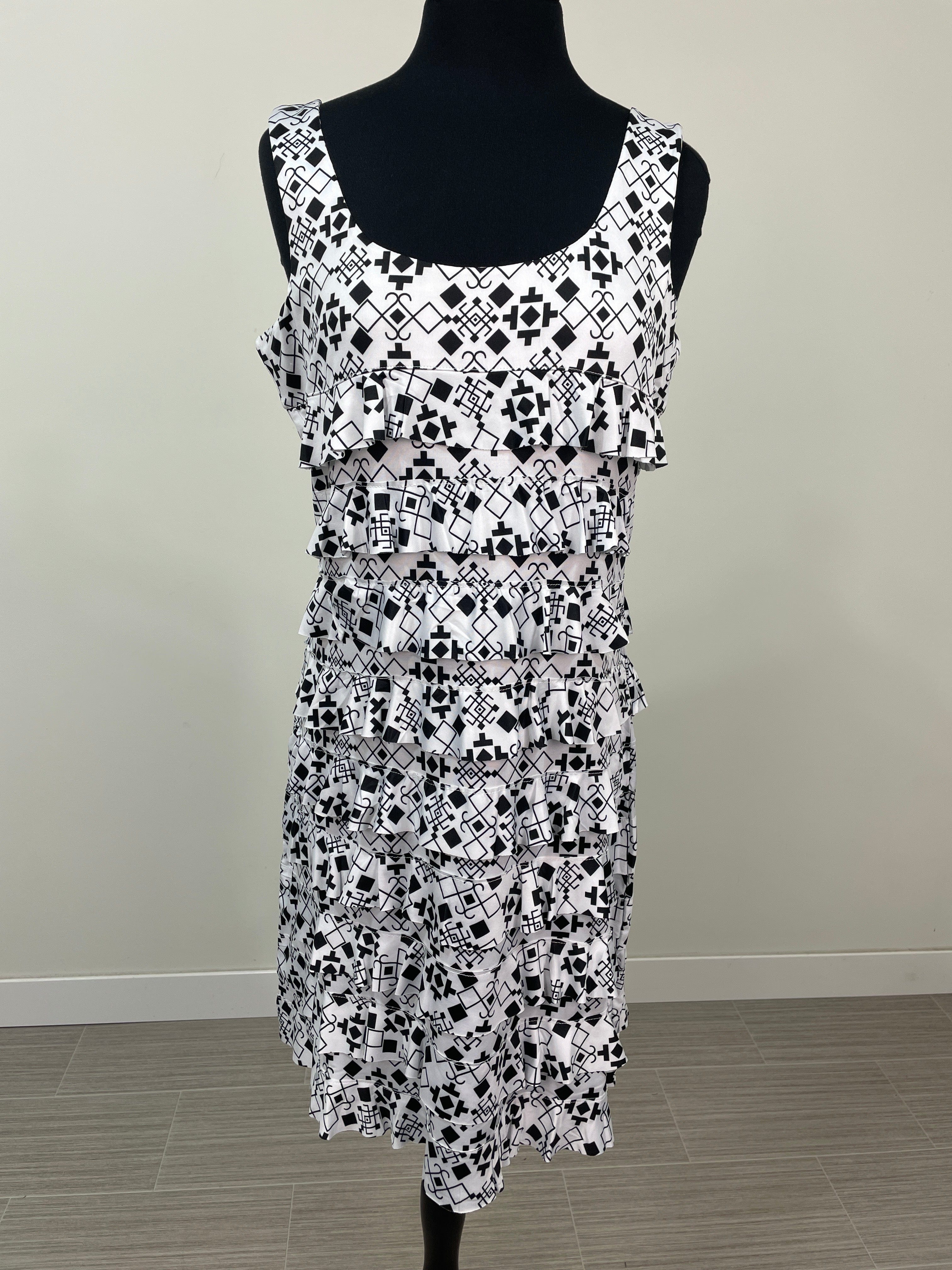 Geometric Ruffle Dress