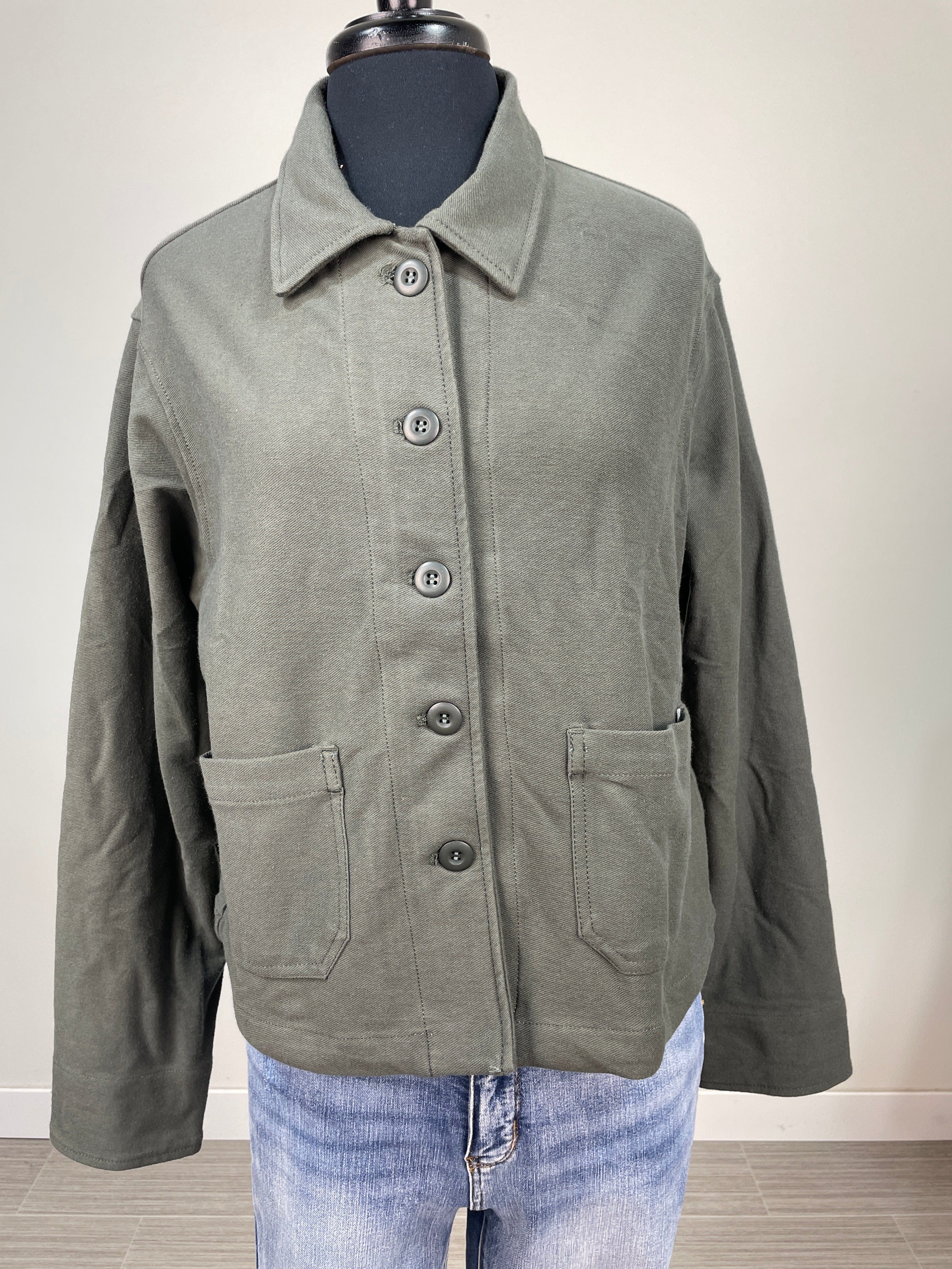 Olive Cotton Twill Jacket