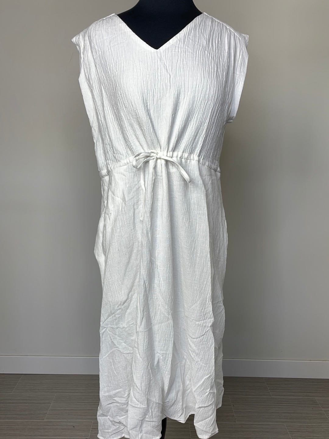 Ivory Elastic Waist Midi Dress