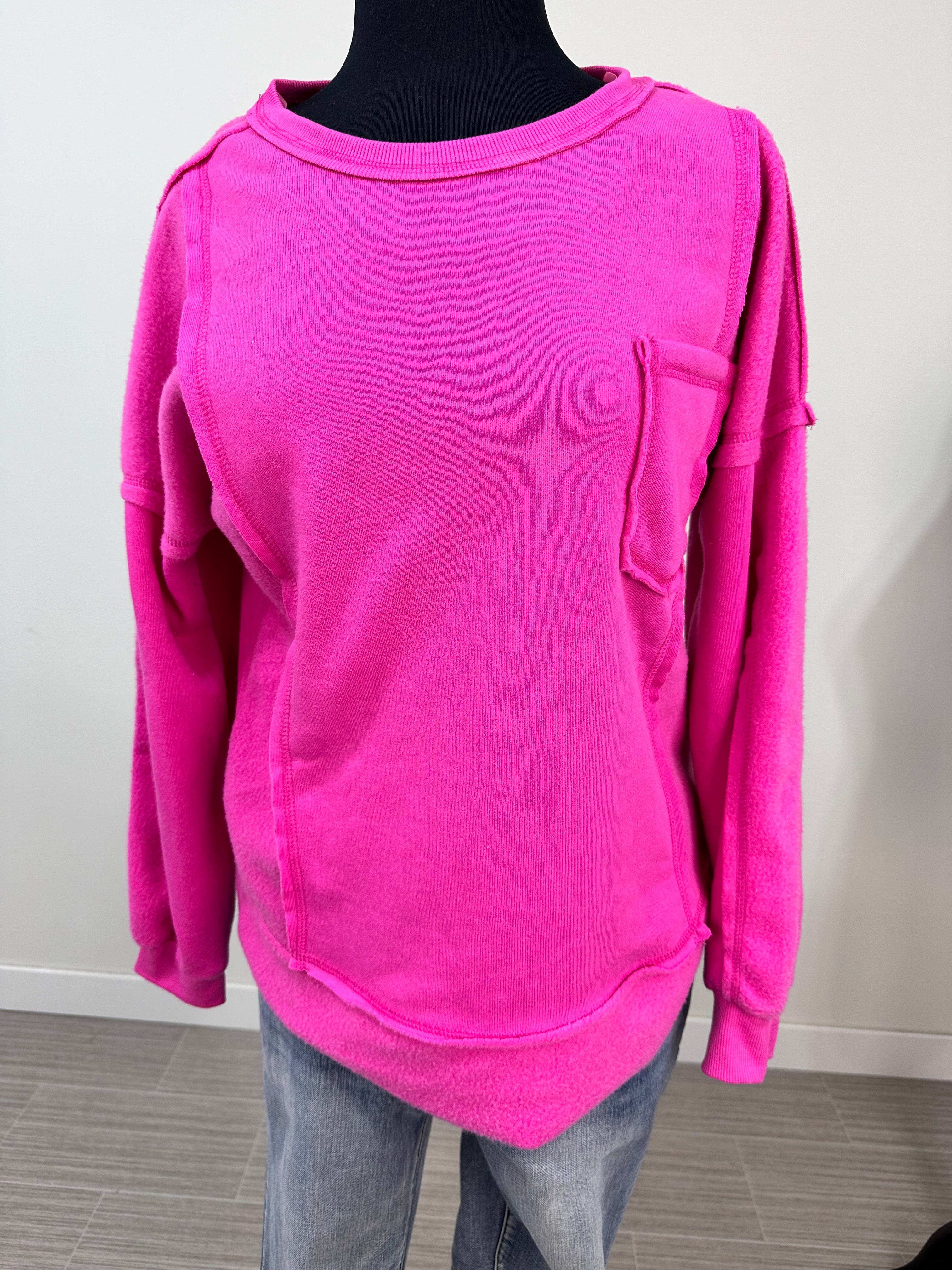 Pink Terry Knit Oversized Top