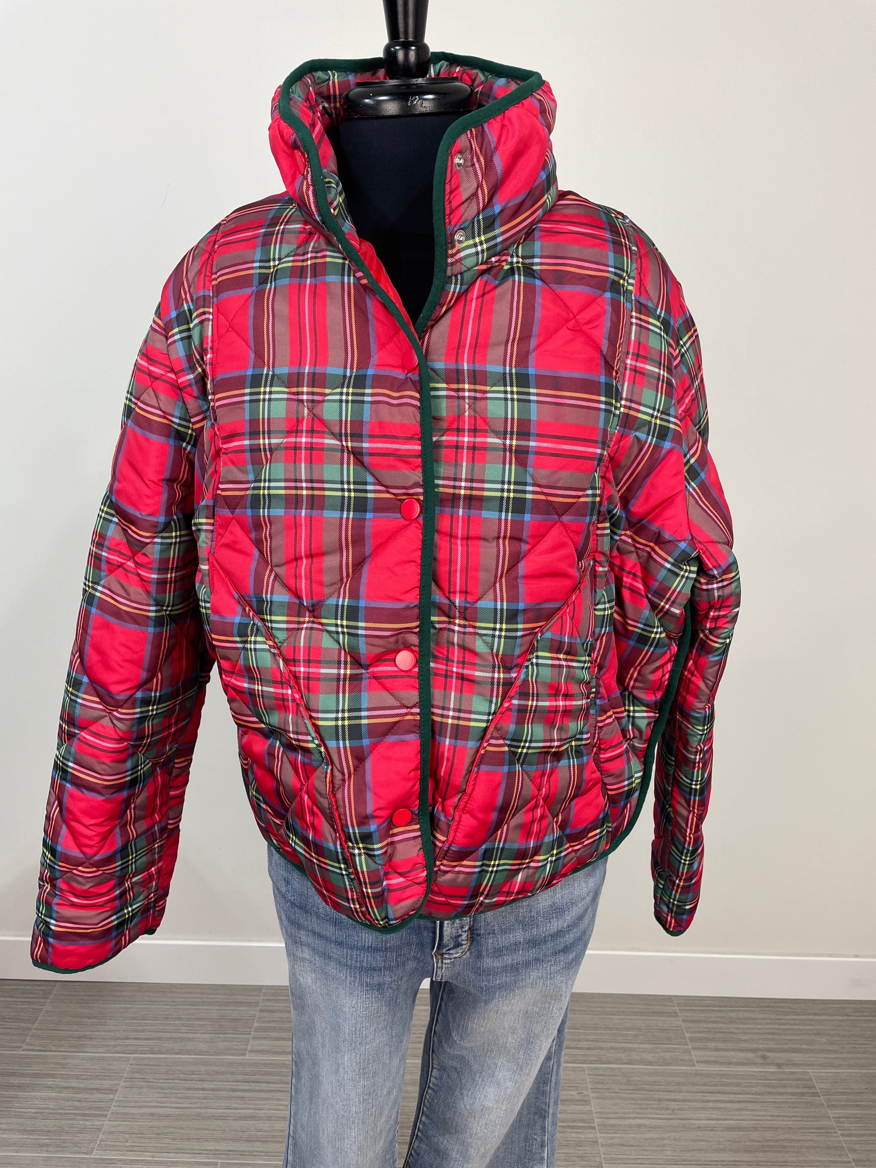 Ruby Red Plaid Crop Jacket