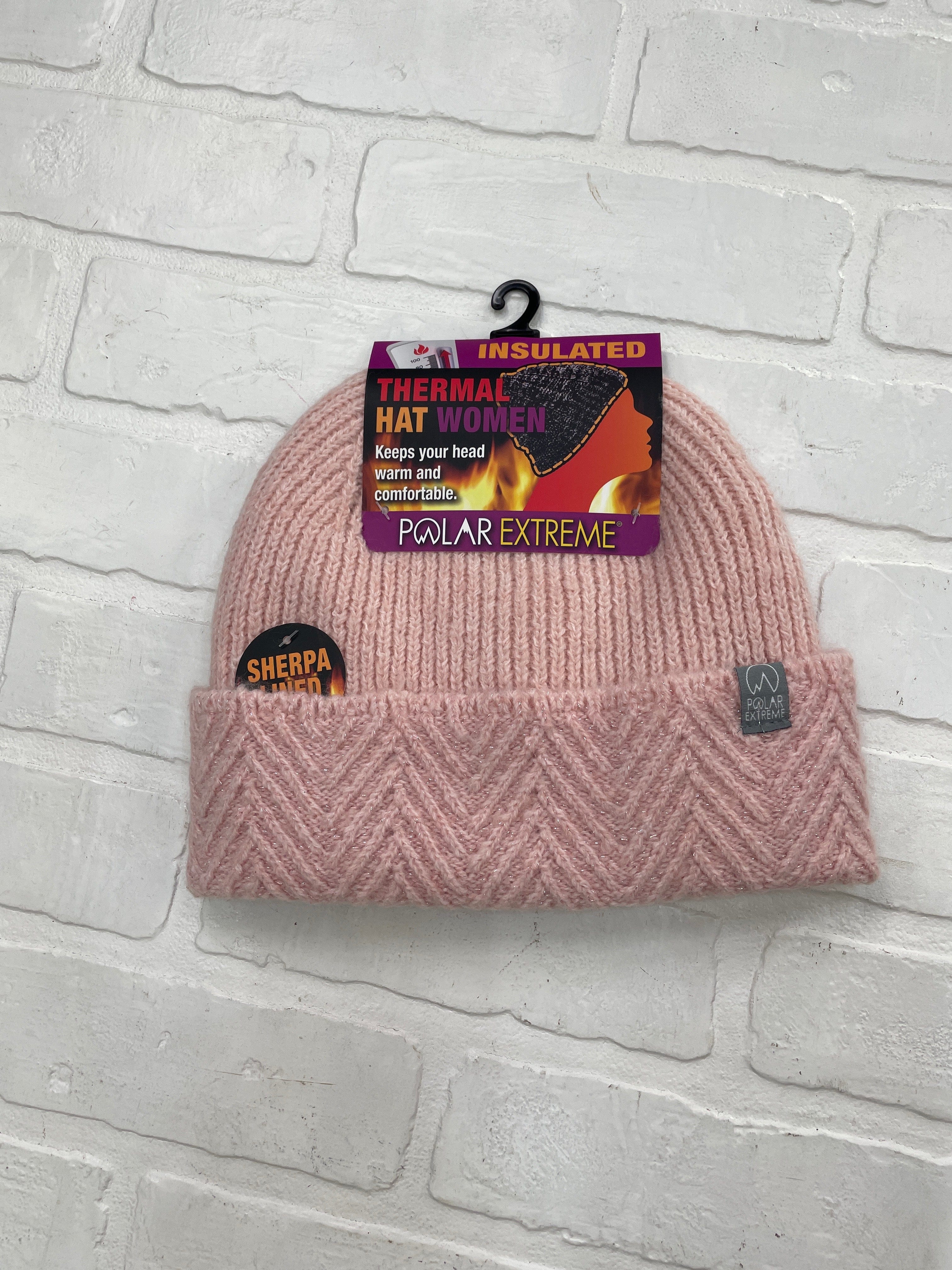 Pink Women's Sherpa Lined Lurex Cuffed Polar Extreme Heat Hat