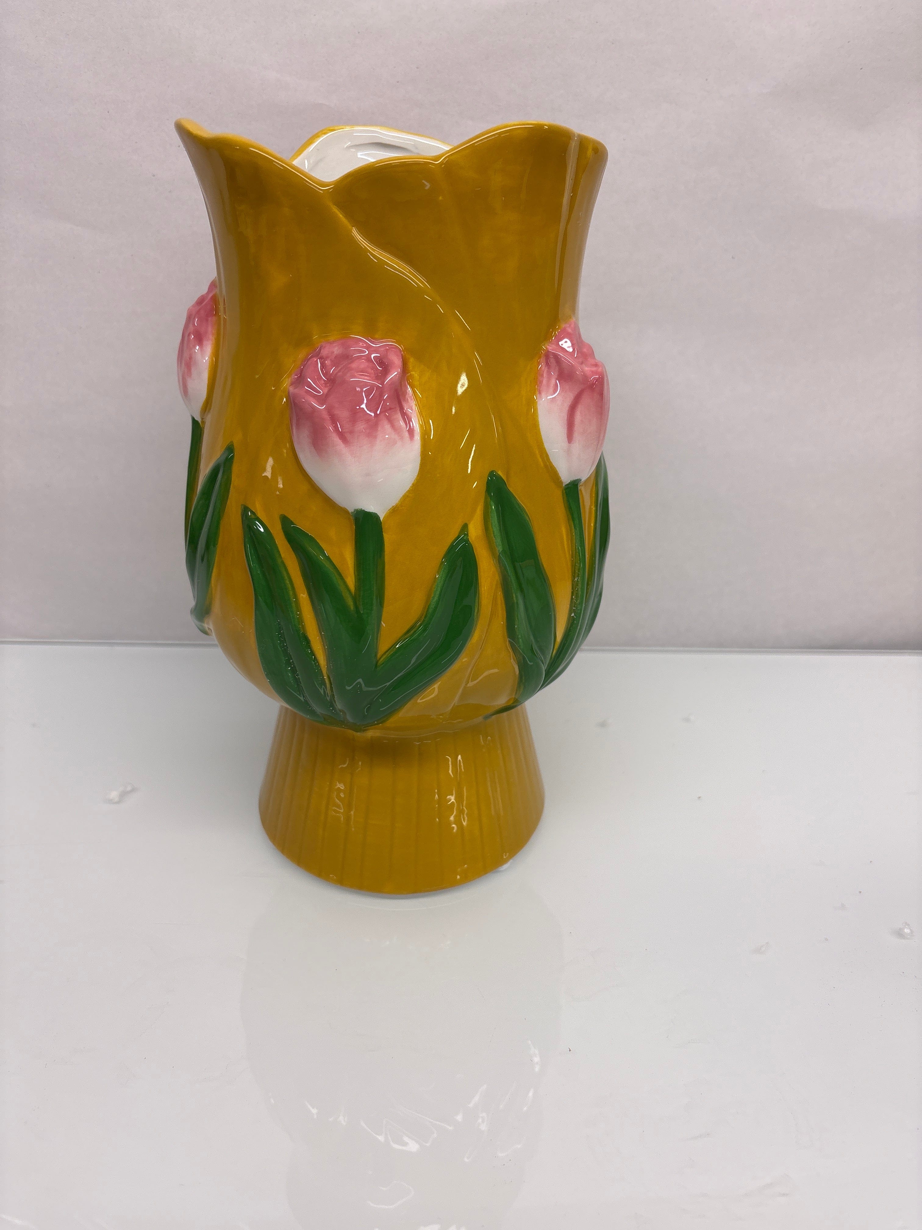 Yellow Ceramic Tulip Vase
