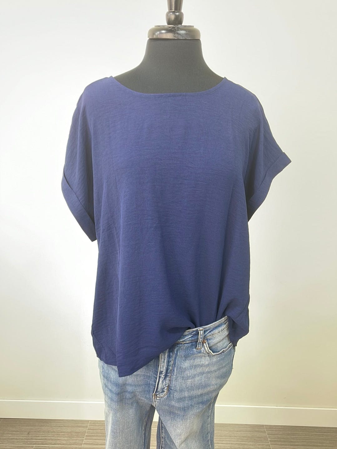 Navy Easy Solid Dolman Top