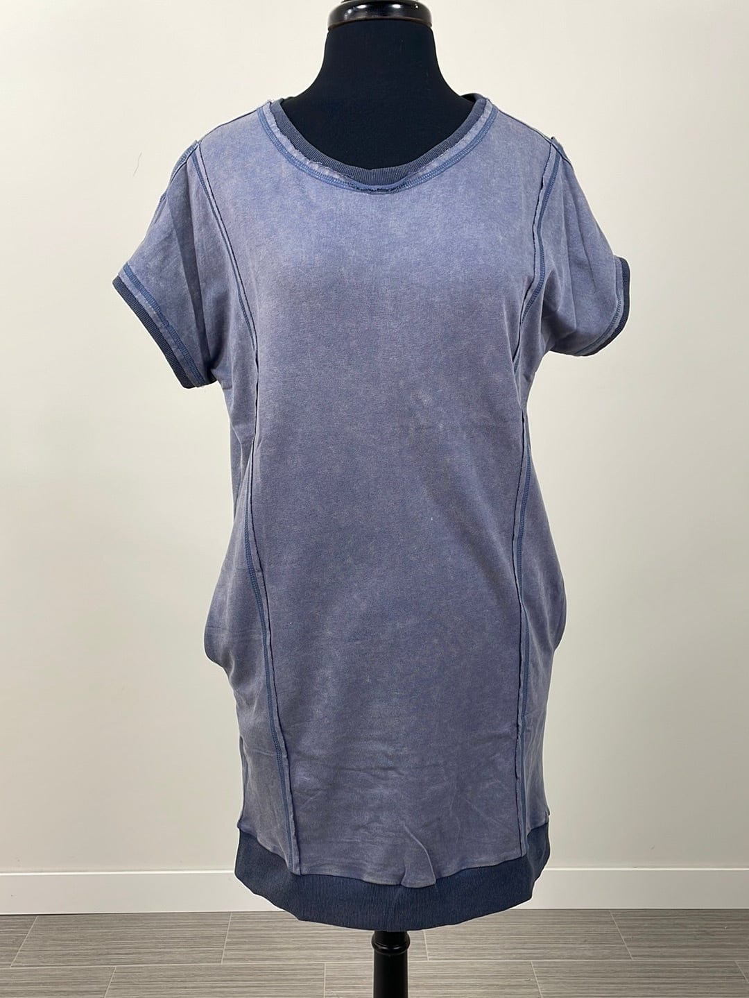 Blue Washed Terry Tunic Dress