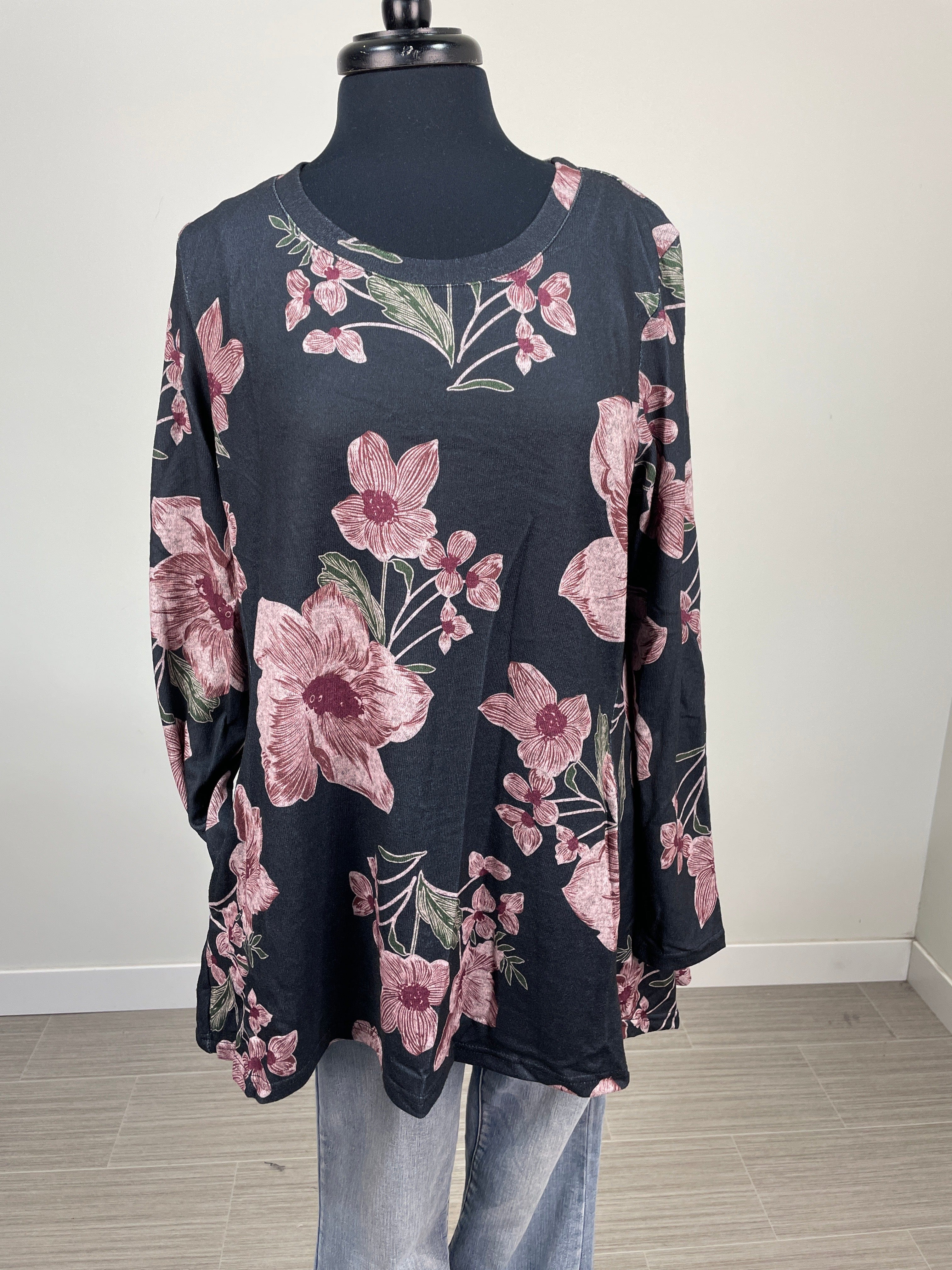 Black & Pink Floral Tunic