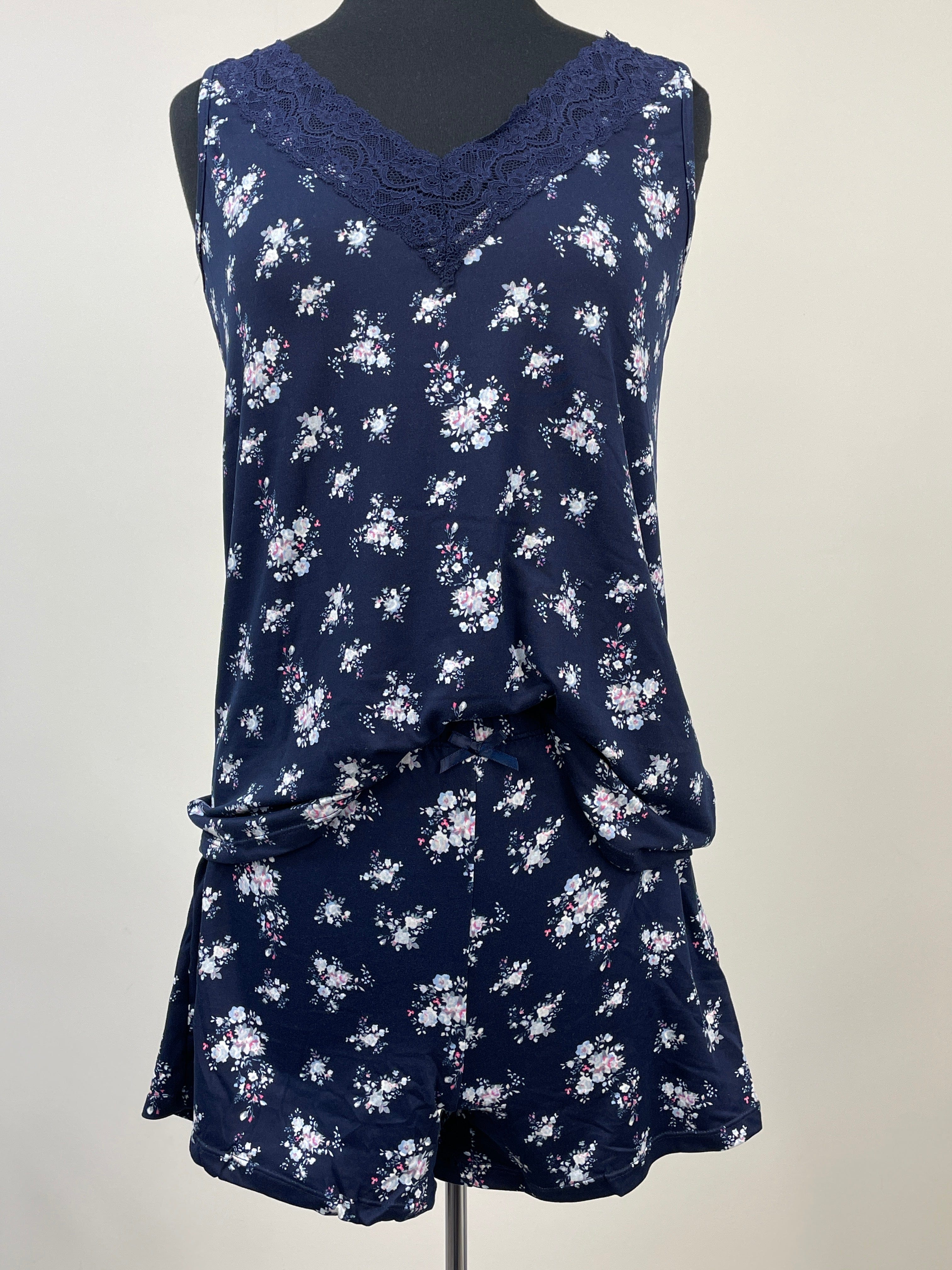 Navy & Blue Lace Short Set