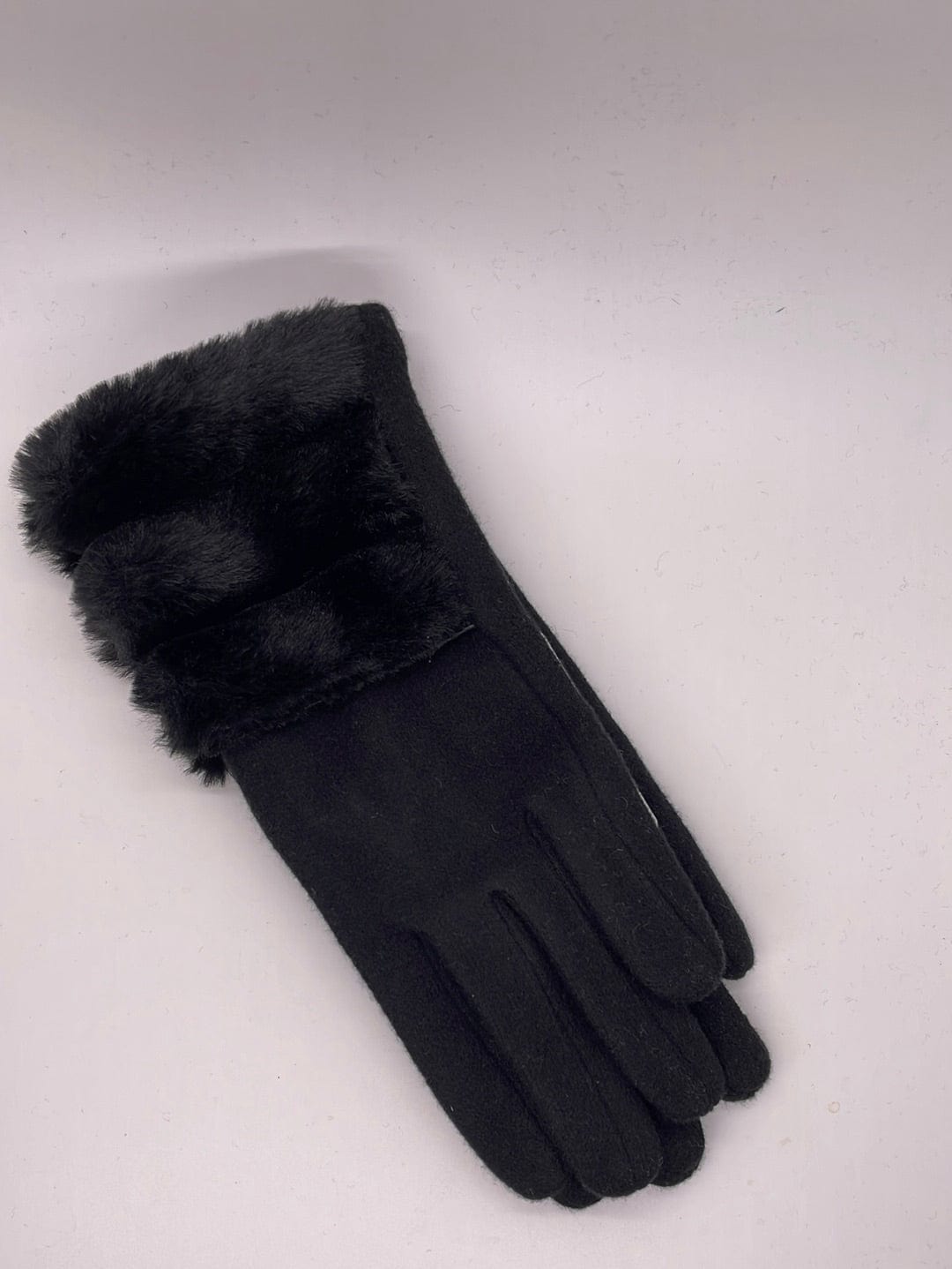 Black Gloves W/ Faux Fur Cuff