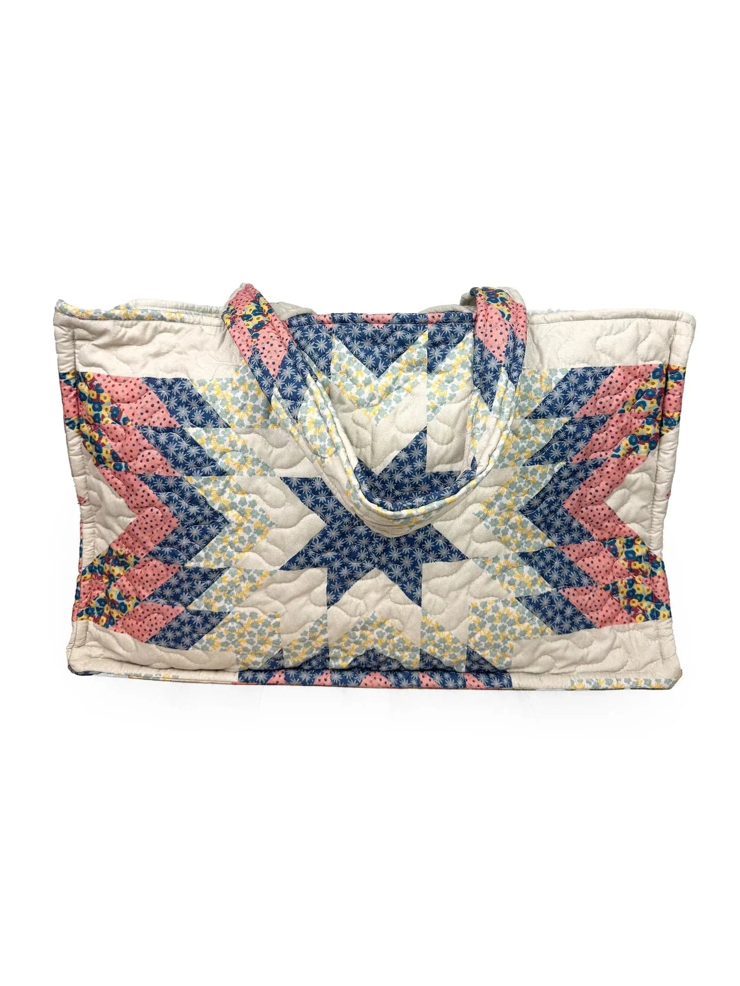 Adeline Patchwork Coral Quilted Tote Bag