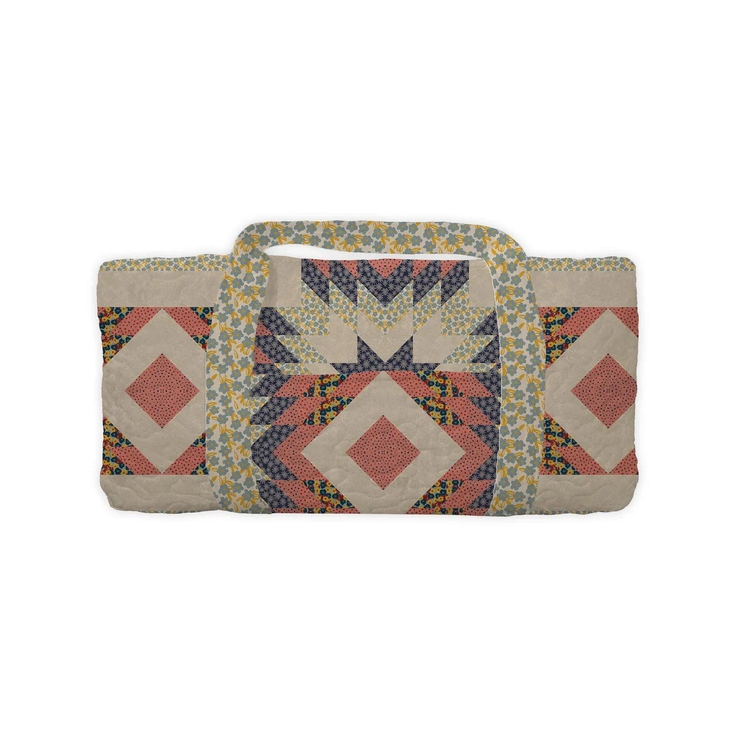 Adeline Patchwork Coral Quilted Duffle Bag