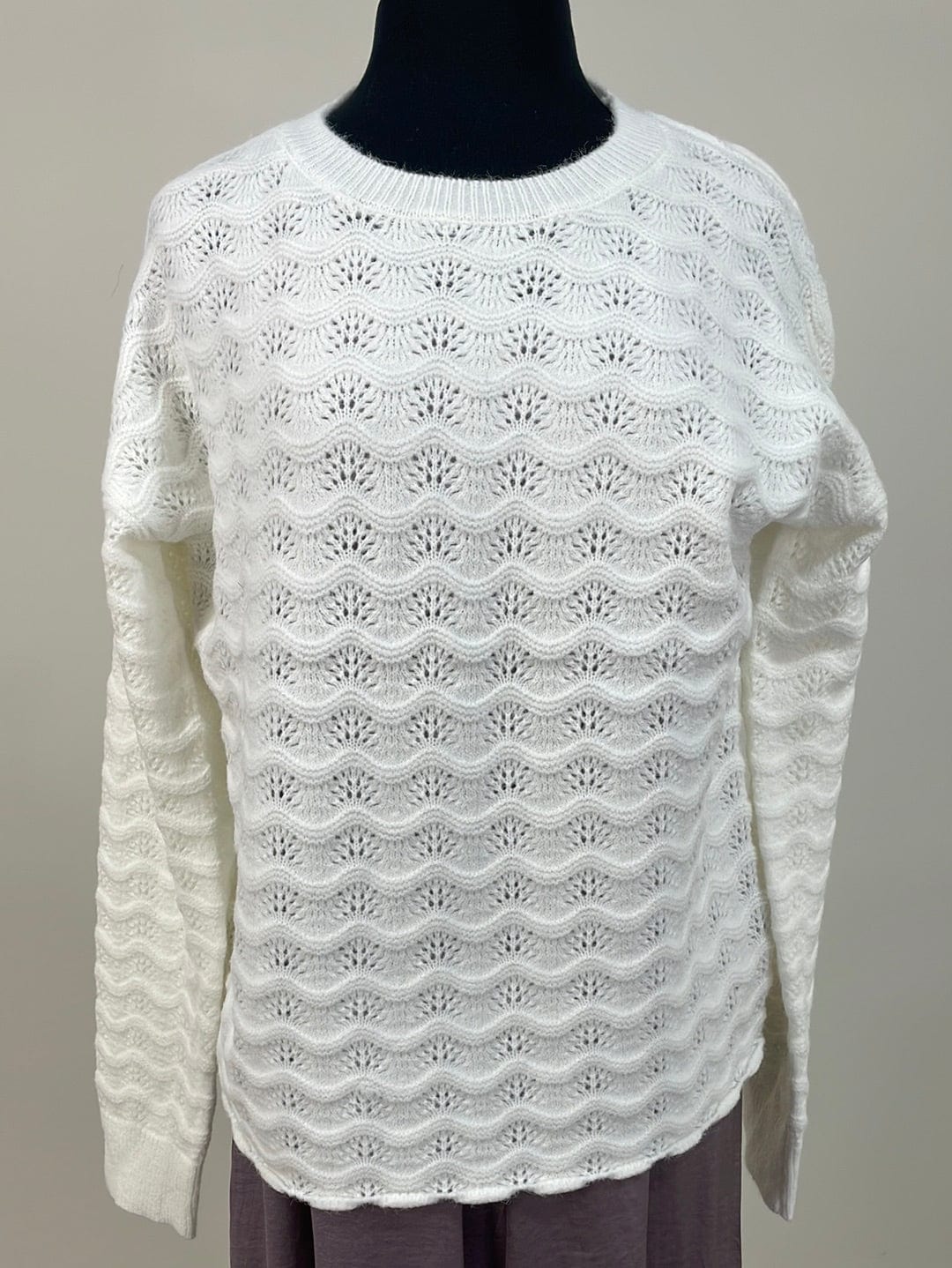 Ivory Lace Knit Oversized Sweater