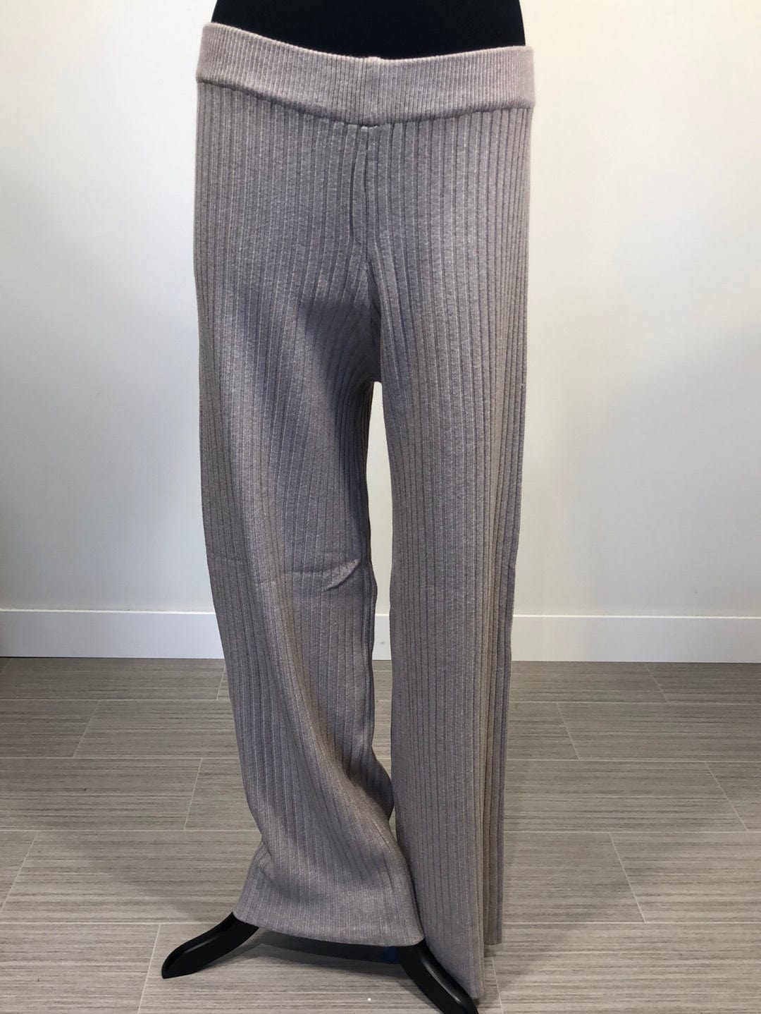 Khaki Ribbed Wide Leg Pant