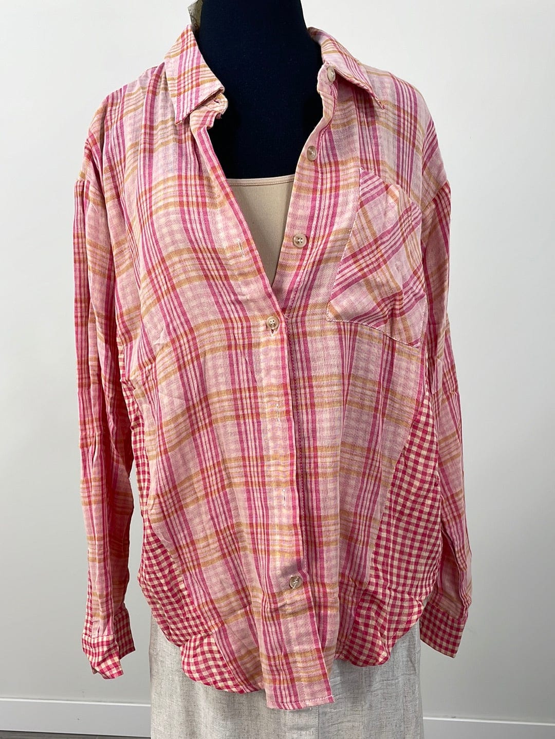 Berry Plaid Oversized Shirt