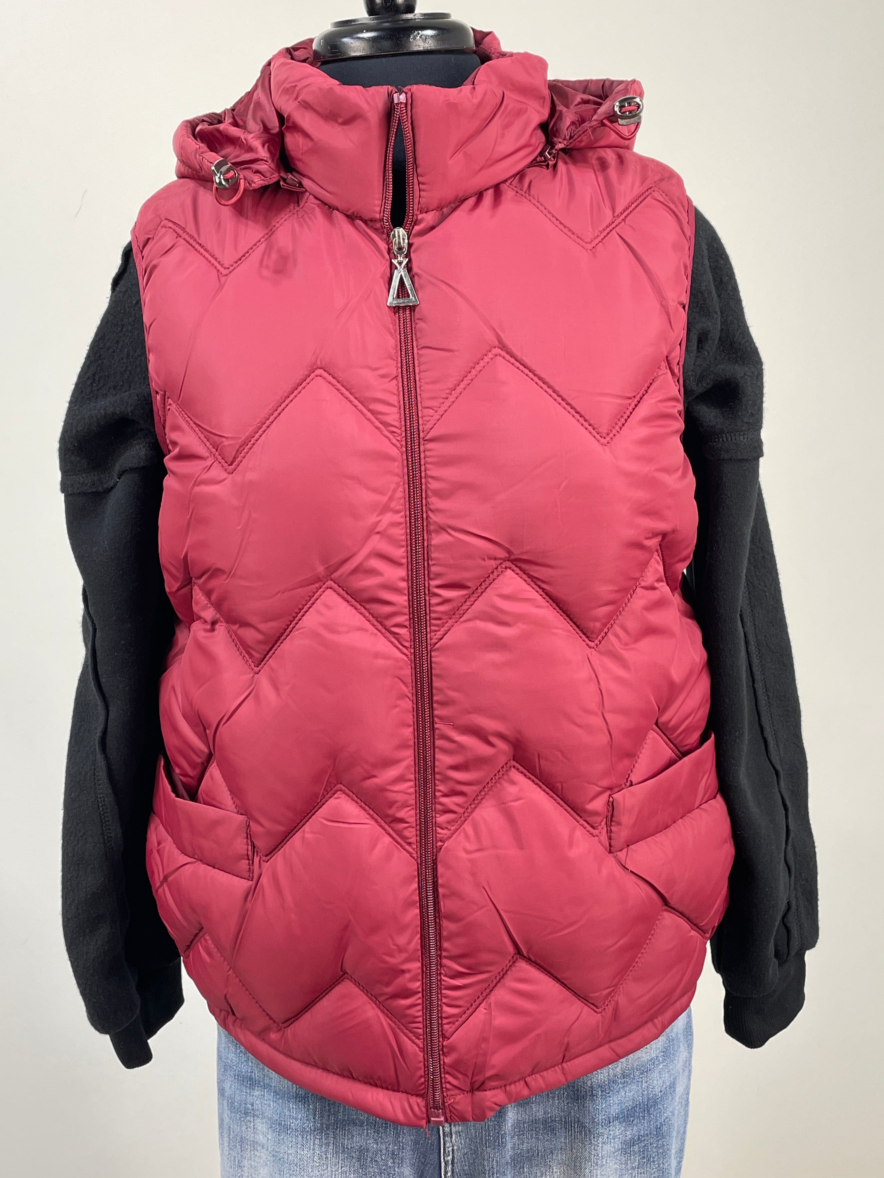 Burgundy Hooded Puffer Vest