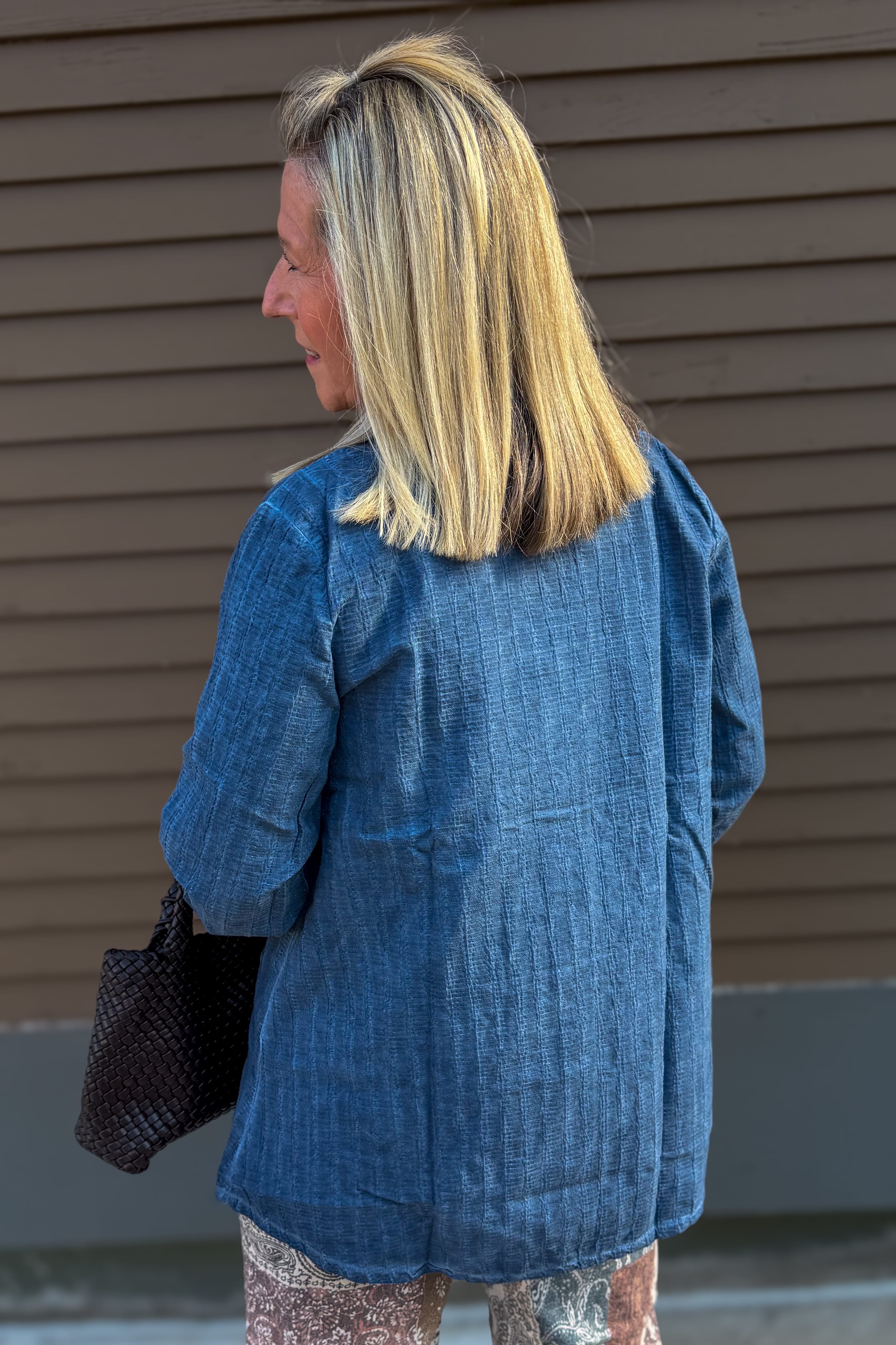 Cobalt Textured Button Up Jacket Back