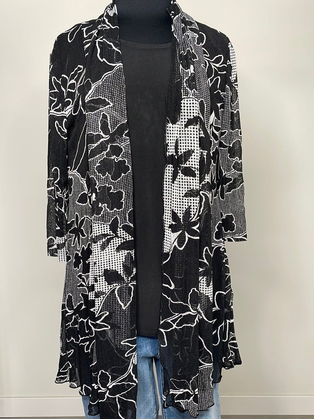Black & White Floral Sheer Cardigan