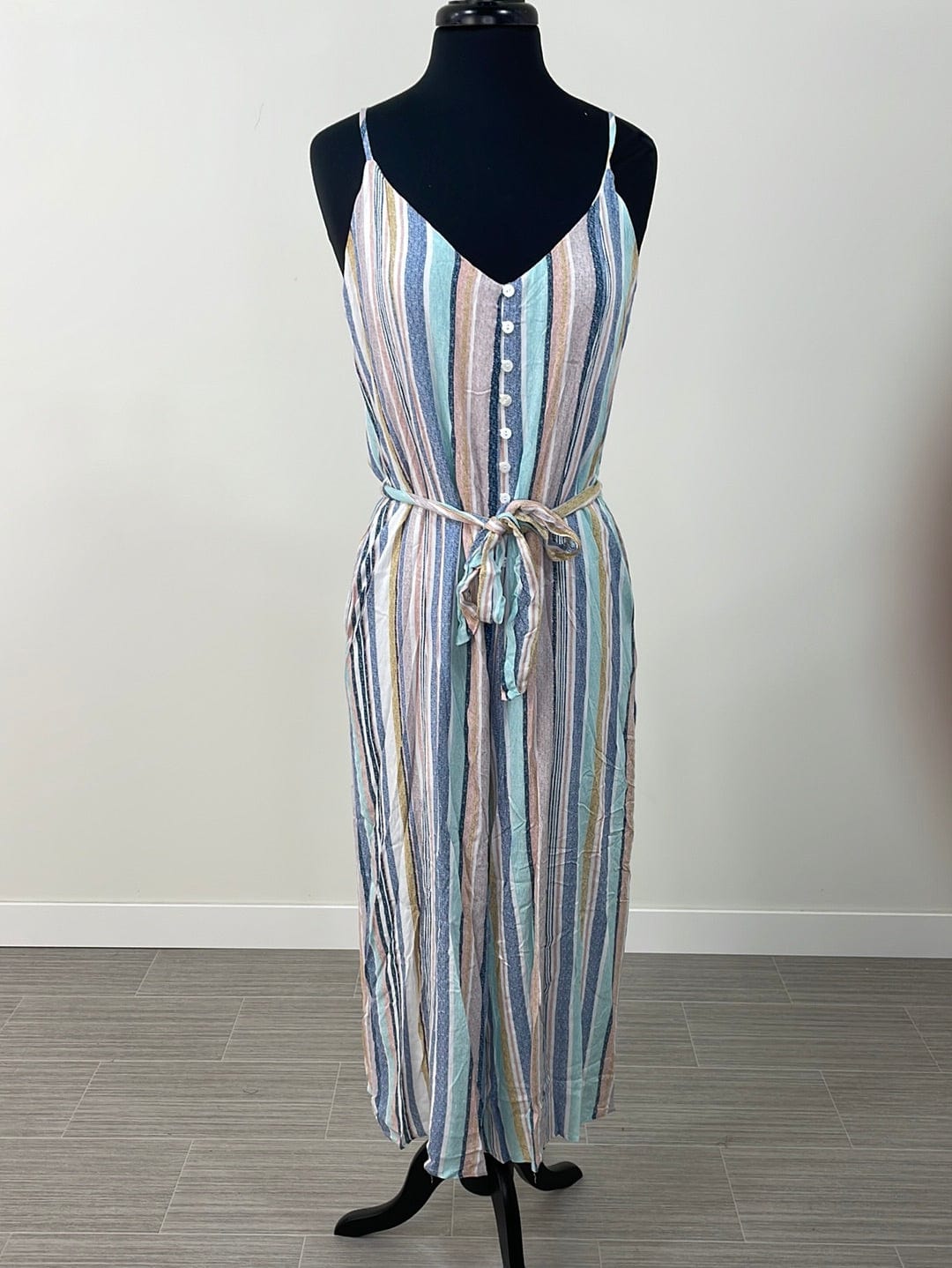 Periwinkle Belted Button Front Jumpsuit