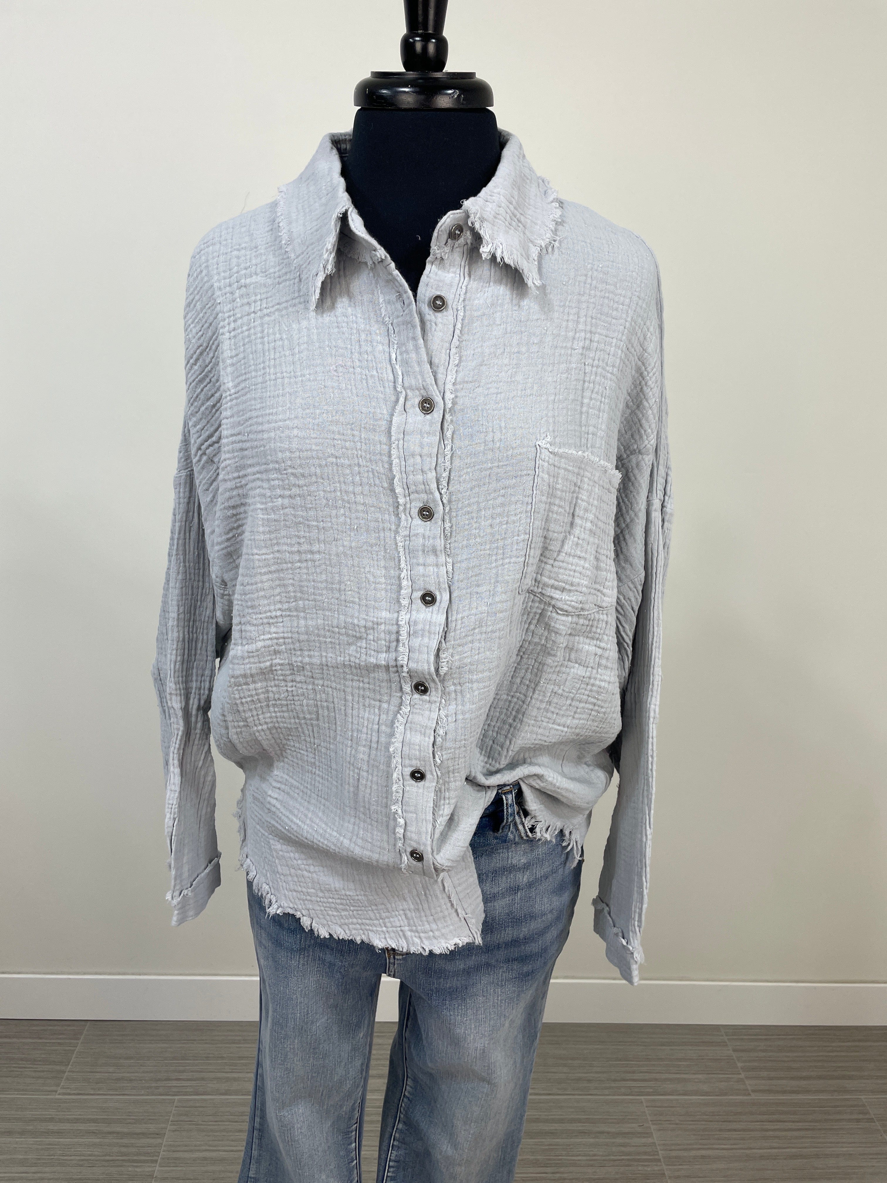 Light Grey Gauze Collared Shirt