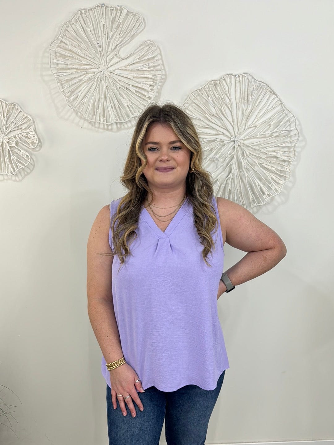 Lavender Breeezy Vneck Tank