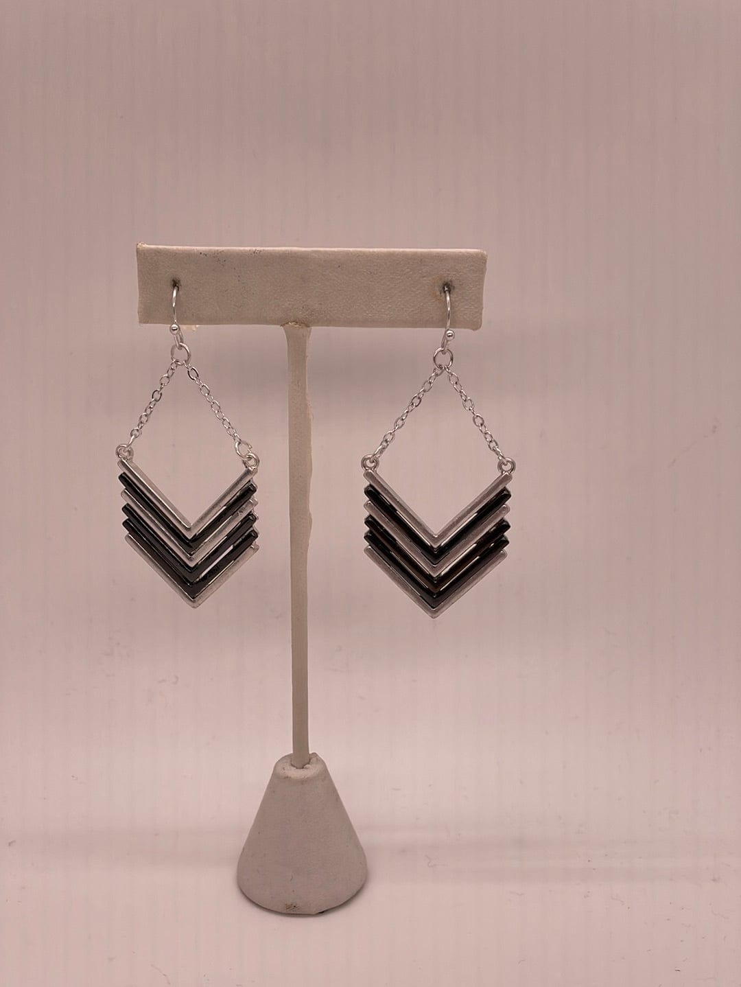 Black & Silver Chevron Earring