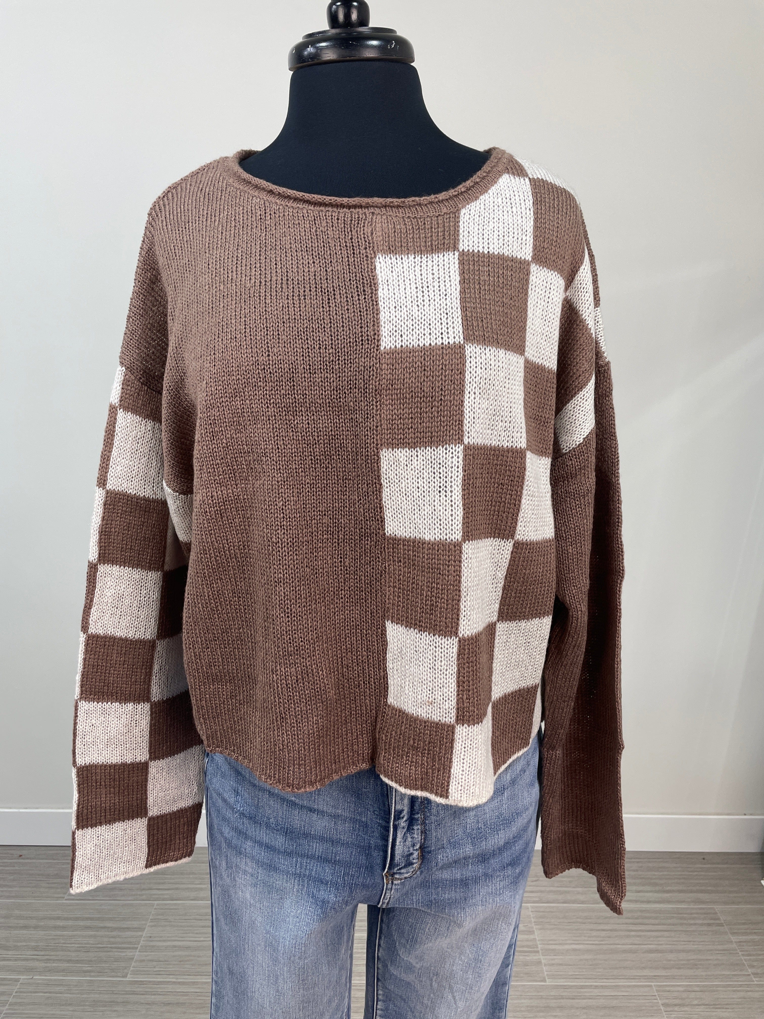 Mocha Checkered Sweater