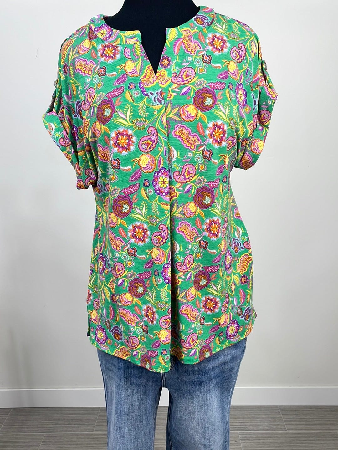 Emerald & Magenta Paisley Shortsleeve Lizzy
