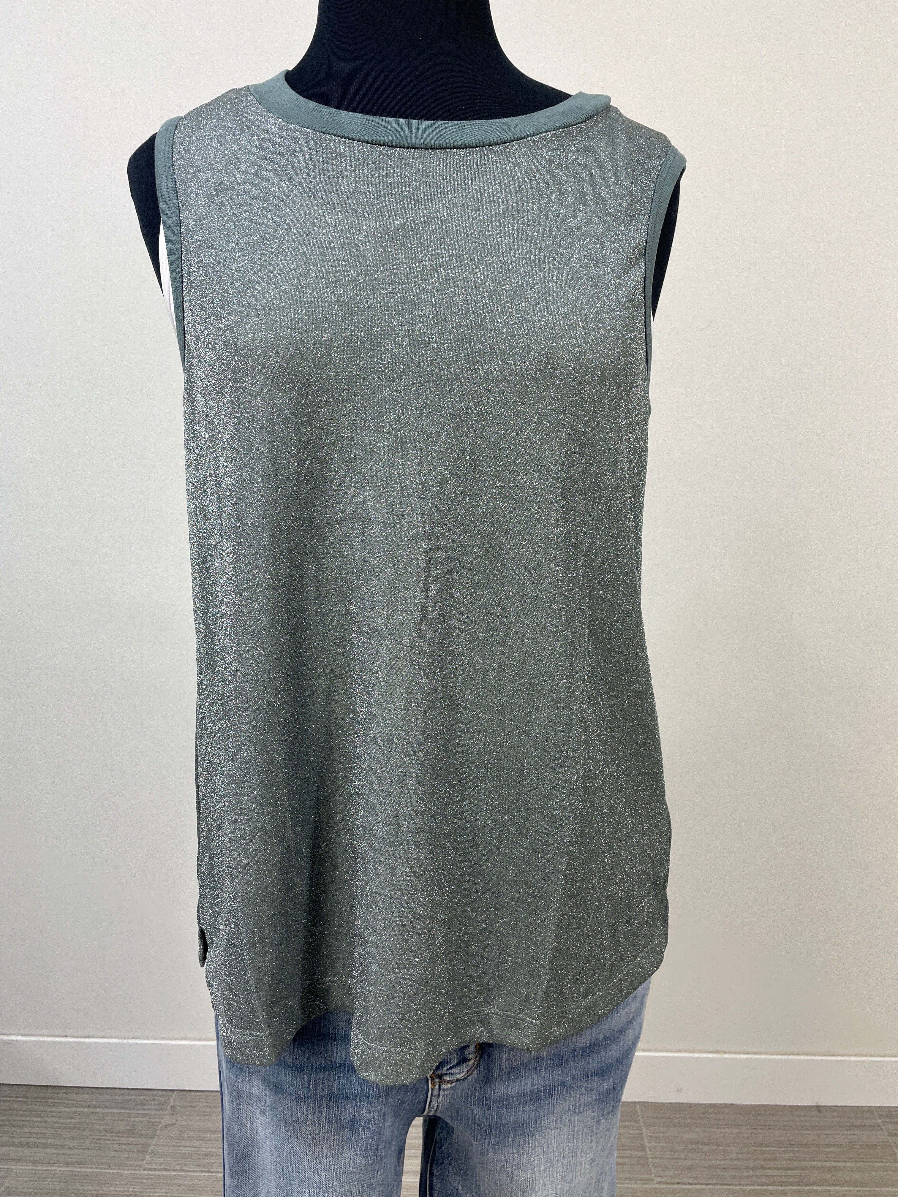 Sage Metallic Tank Top