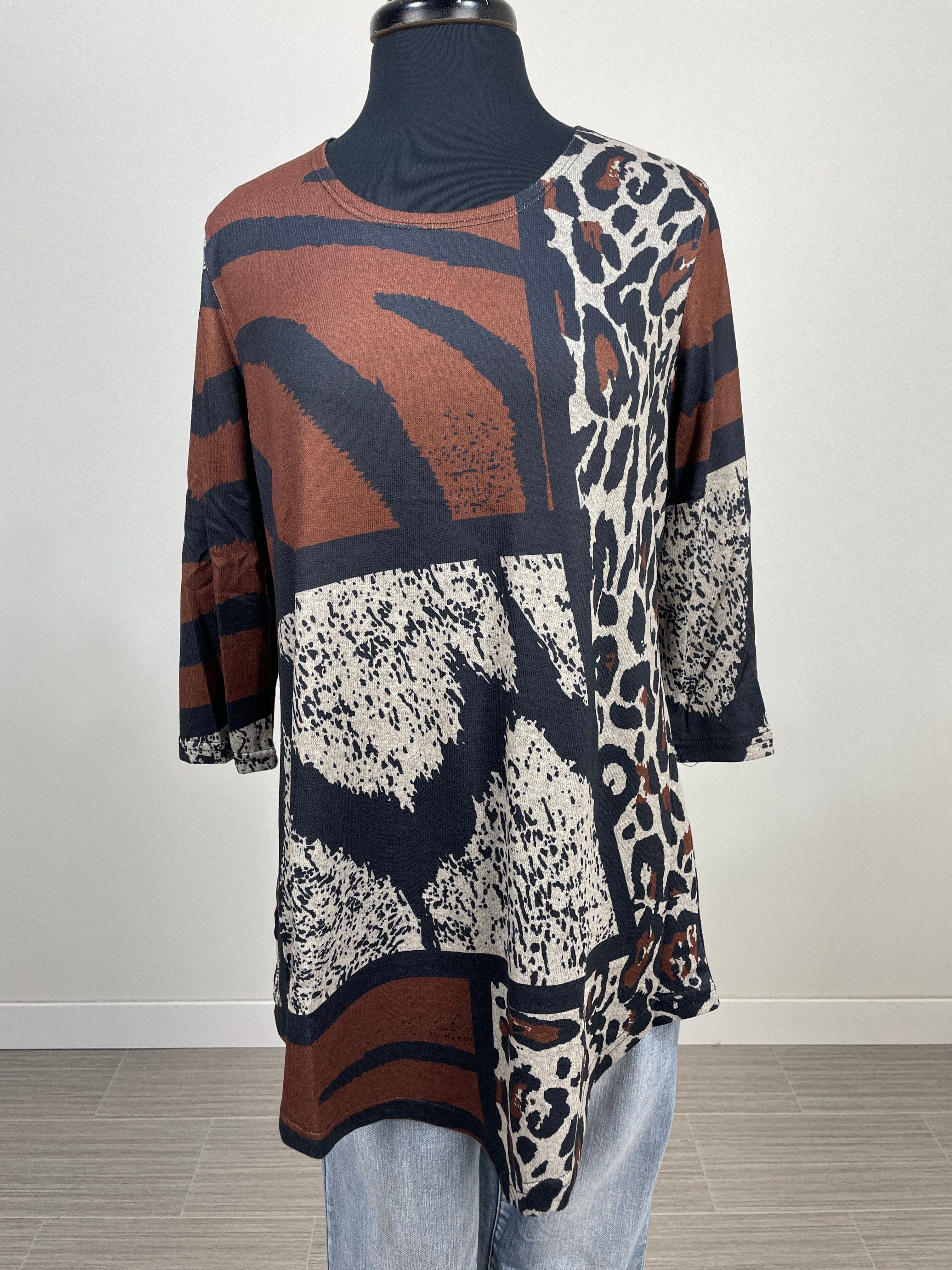 Leopard Print Triangle Bottom Tunic Top