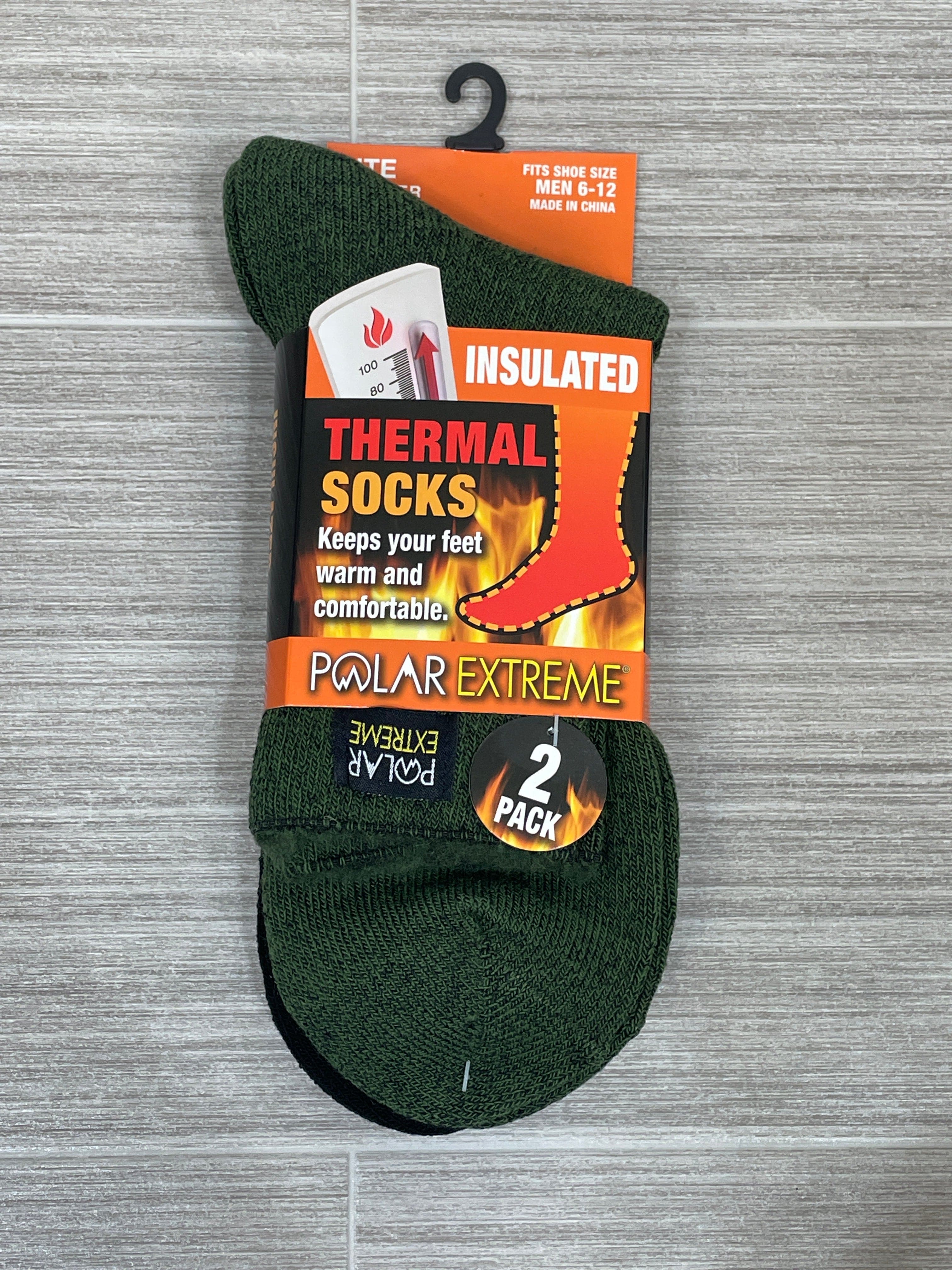 Green 2-Pack Polar Extreme Heat Men's Lite Brushed Sock