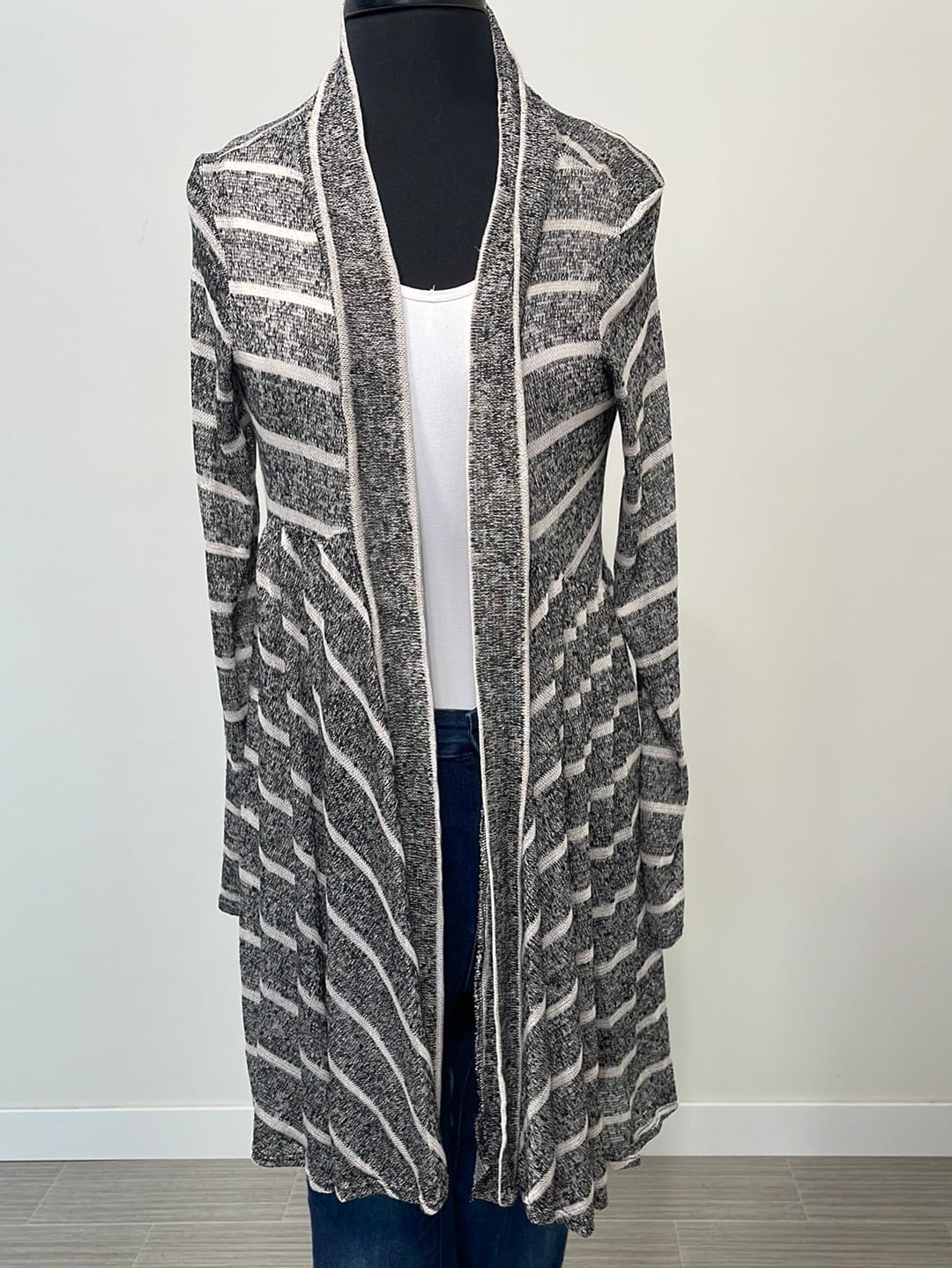 Black & White Marled Flowy Cardigan
